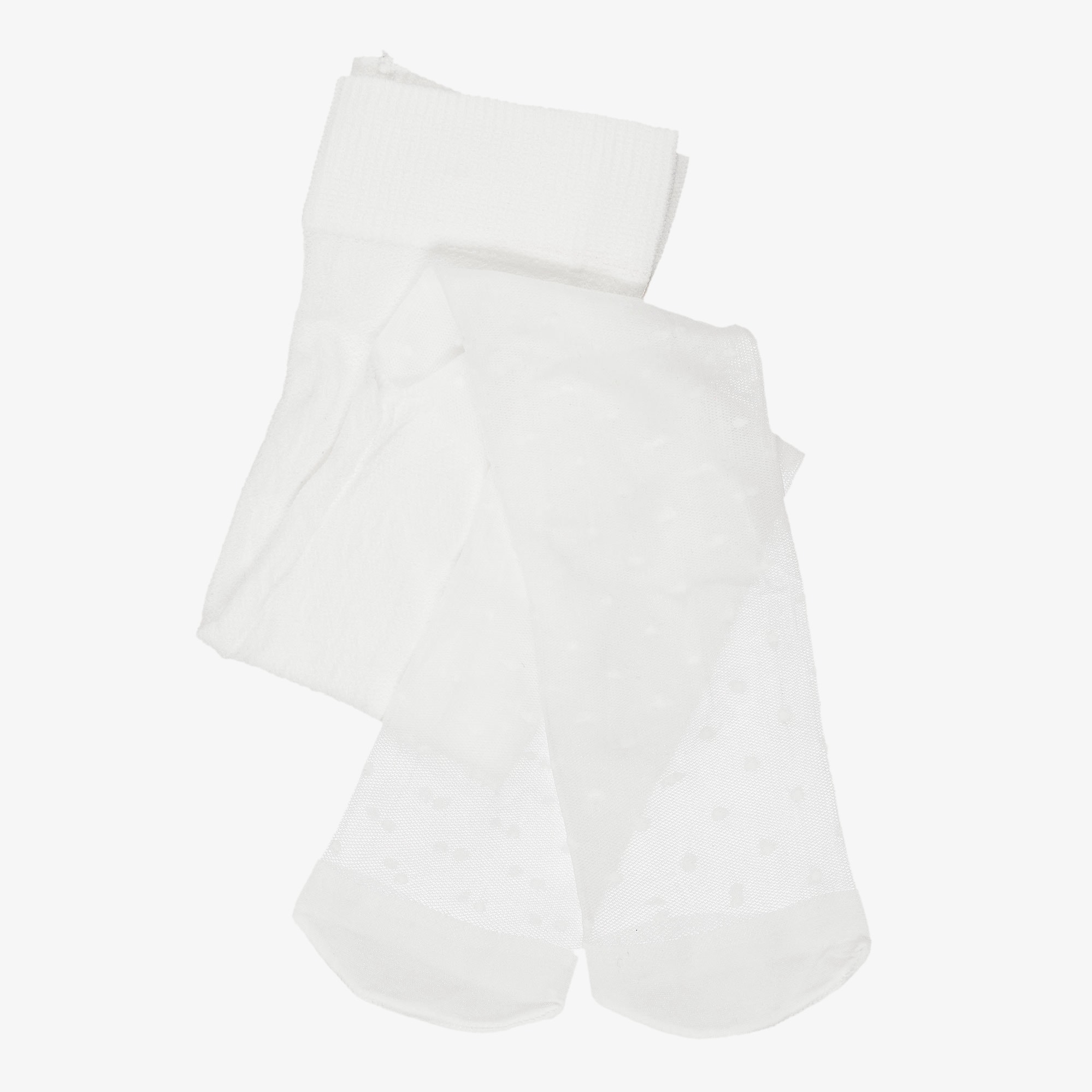 Girls White Sheer Dot Tights - View 3