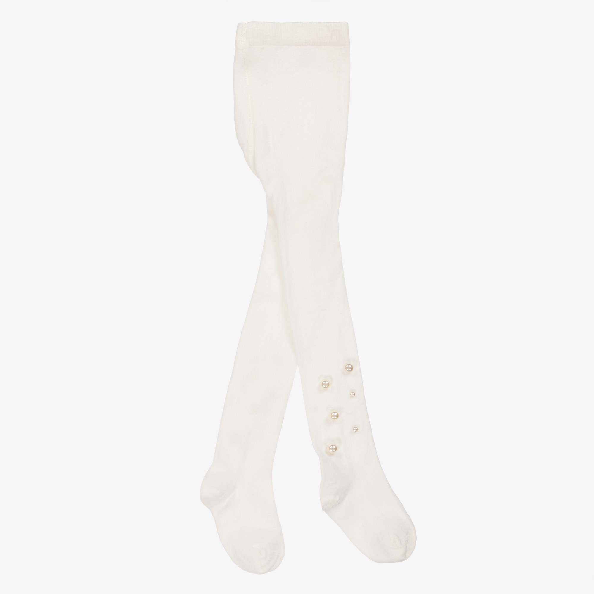 Girls Ivory Pearl Tights - View 1