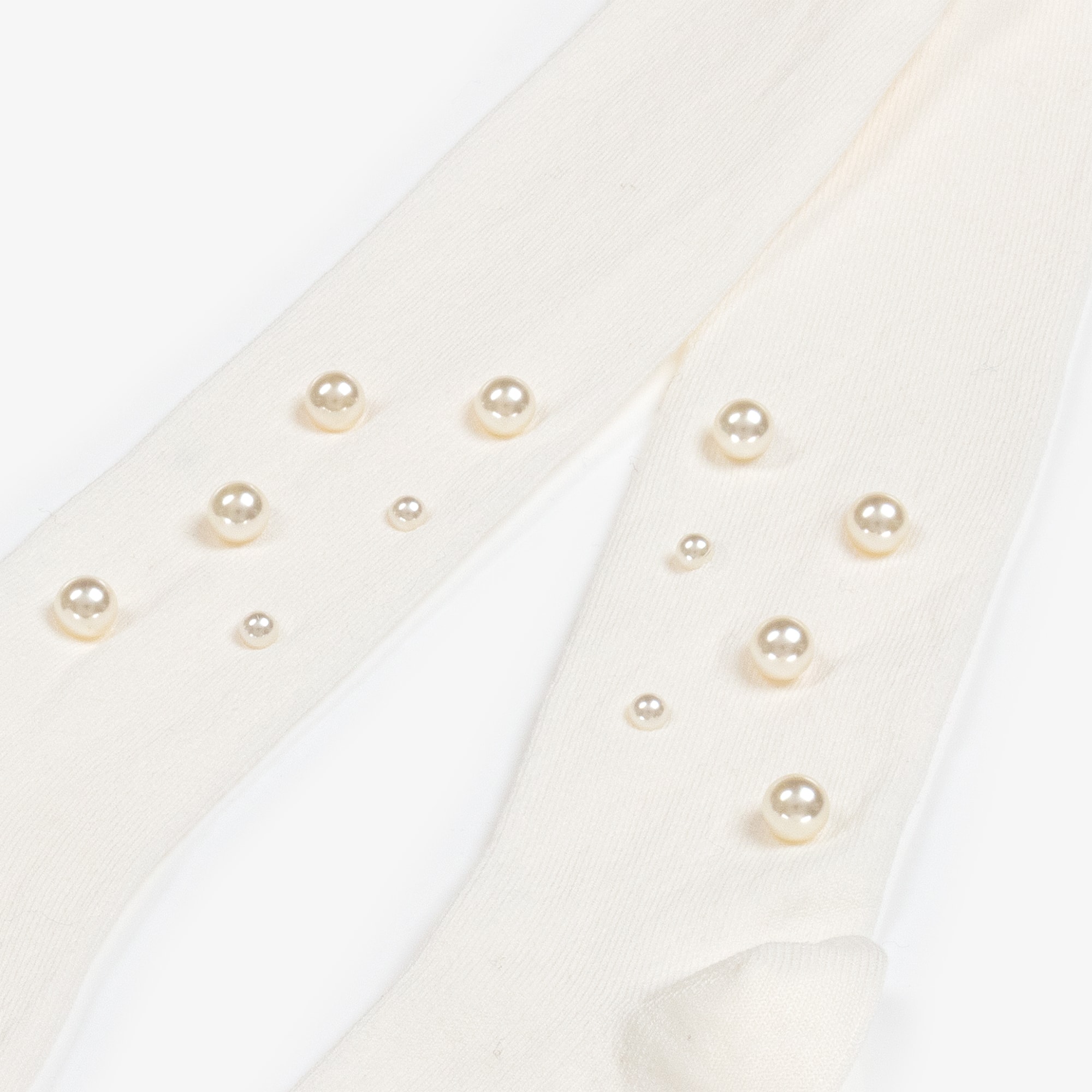 Girls Ivory Pearl Tights - View 4