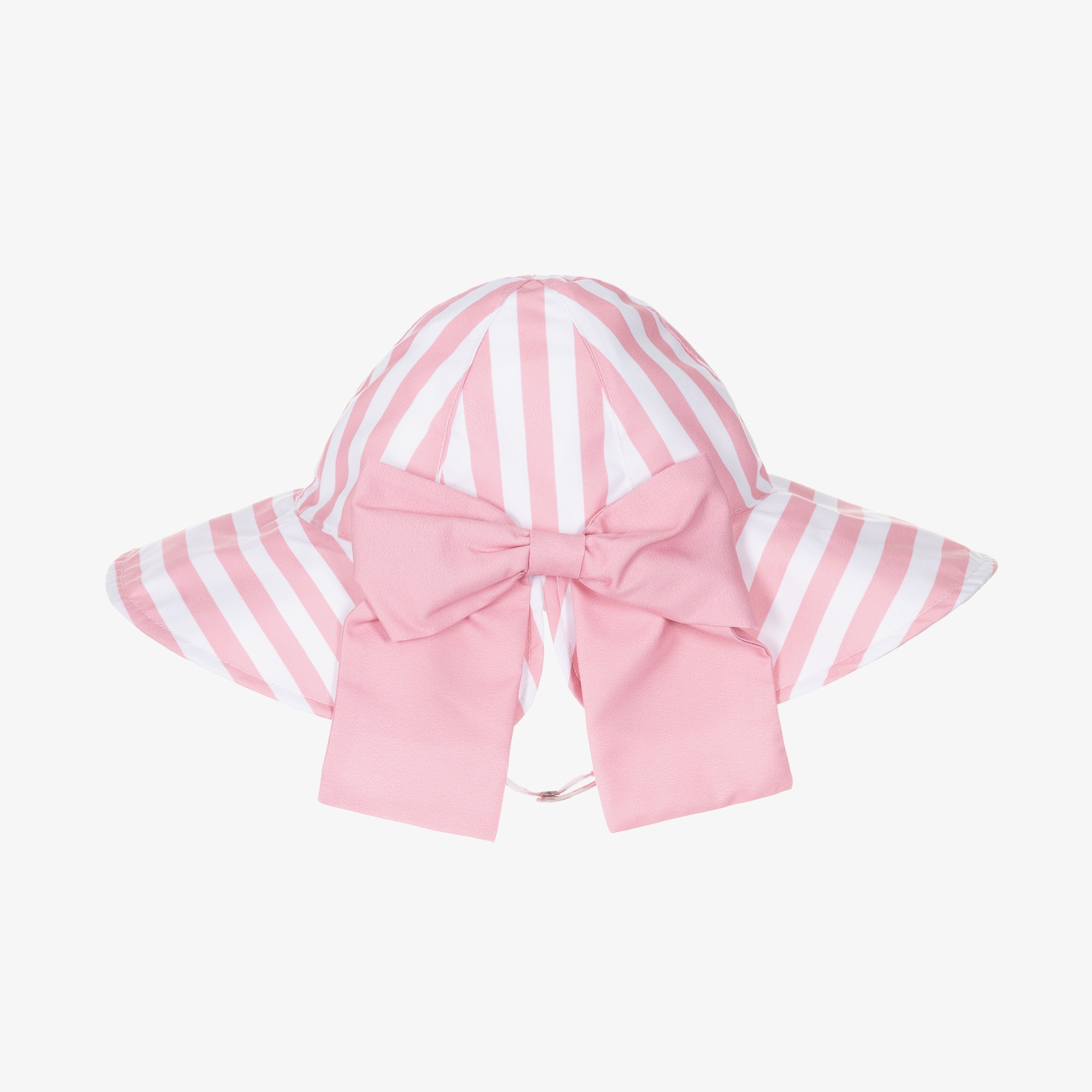 Girls White & Pink Striped Sun Hat - View 2