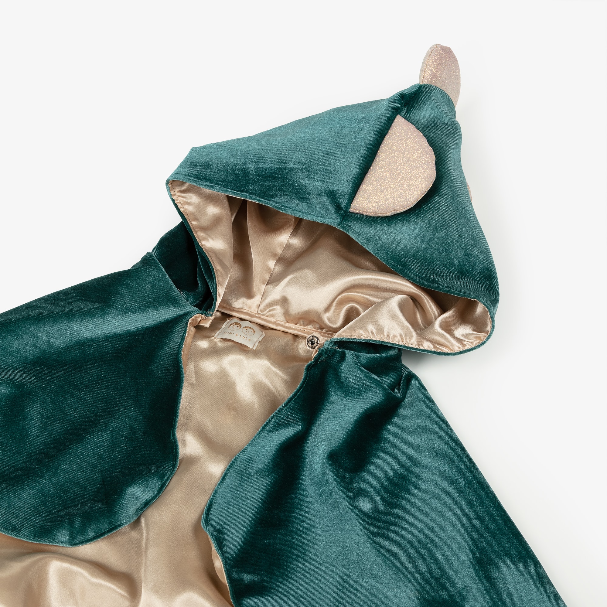 Girls Green Velvet Dinosaur Cape - View 6