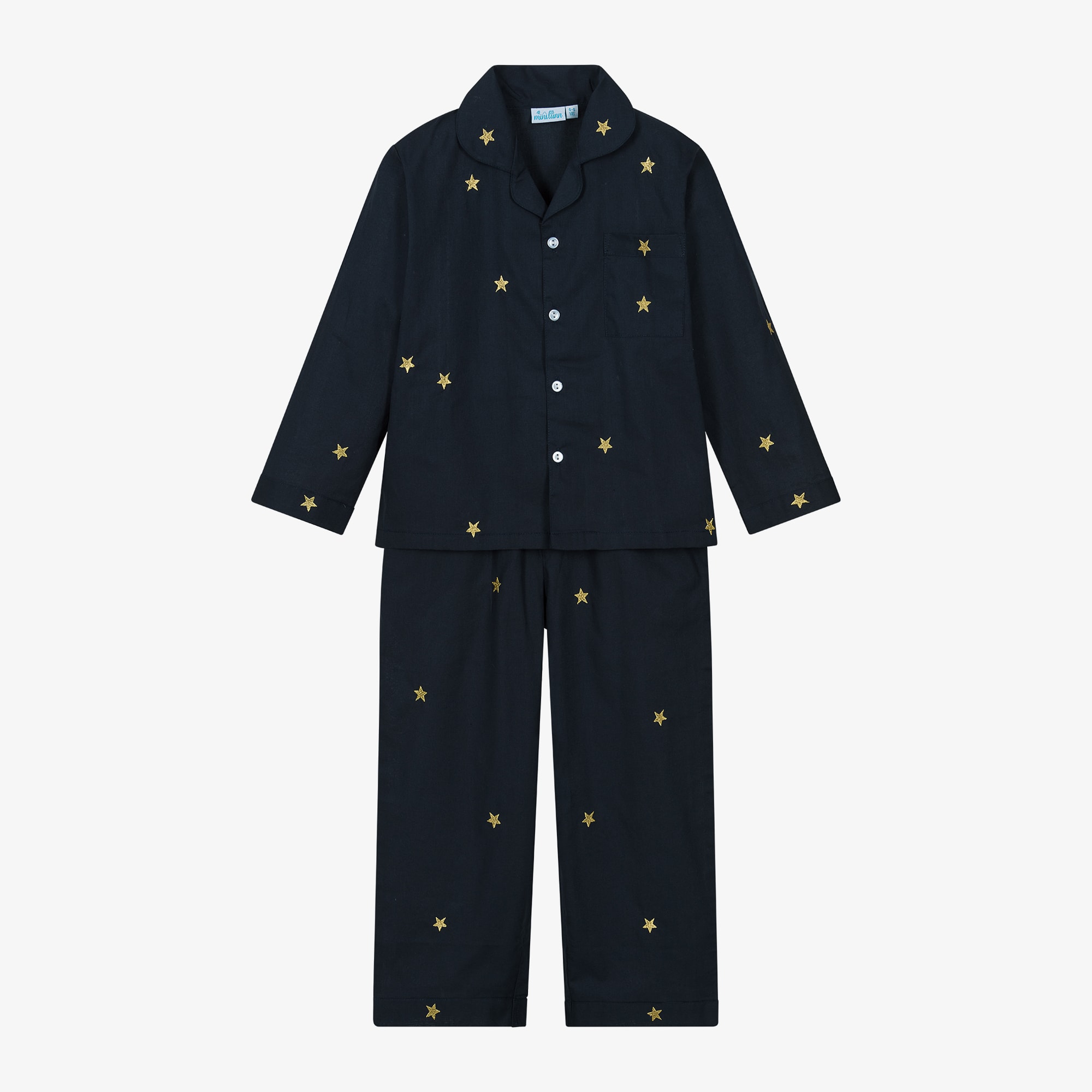 Girls White & Gold Star Cotton Pyjamas - View 1