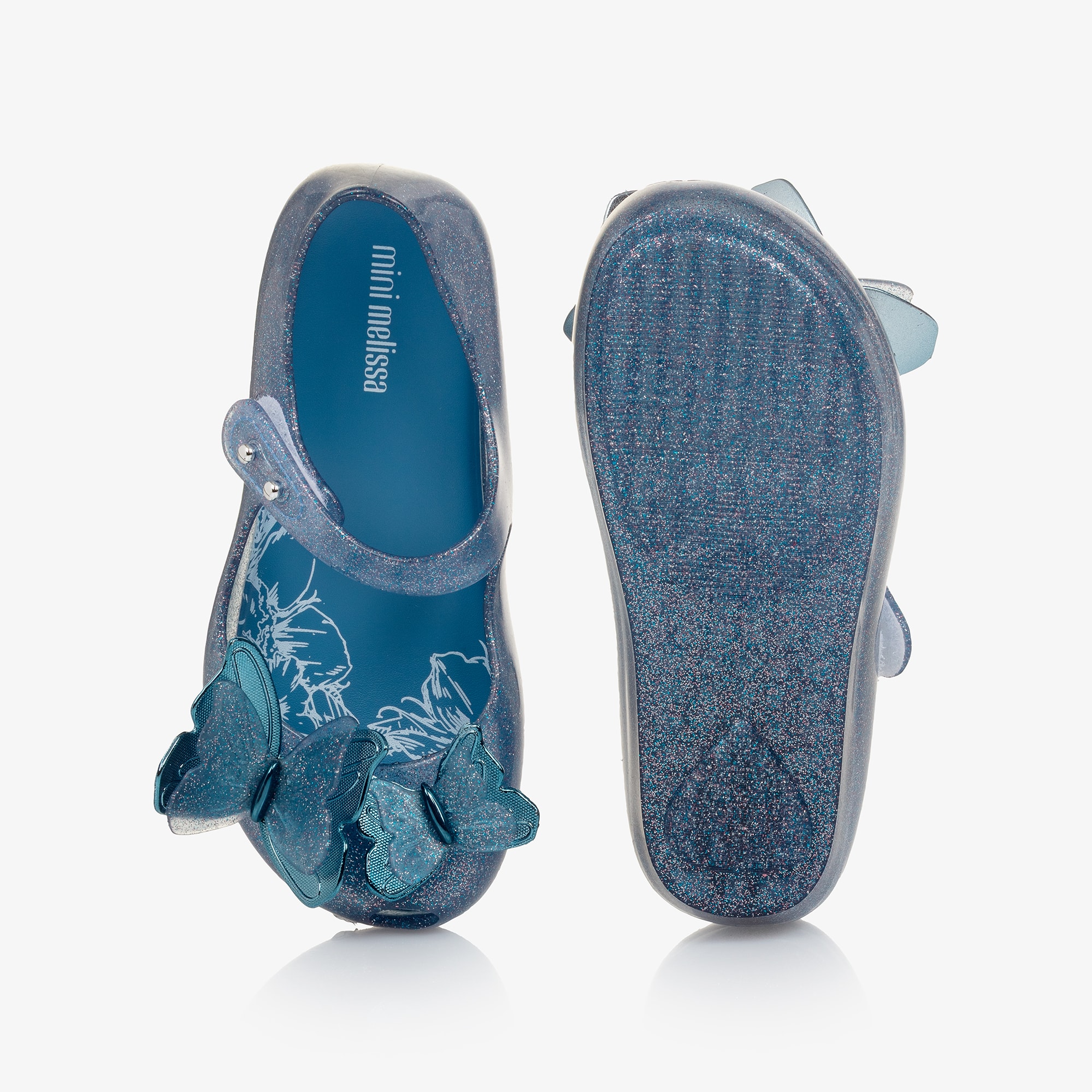 Girls Blue Butterfly Jelly Shoes - View 3