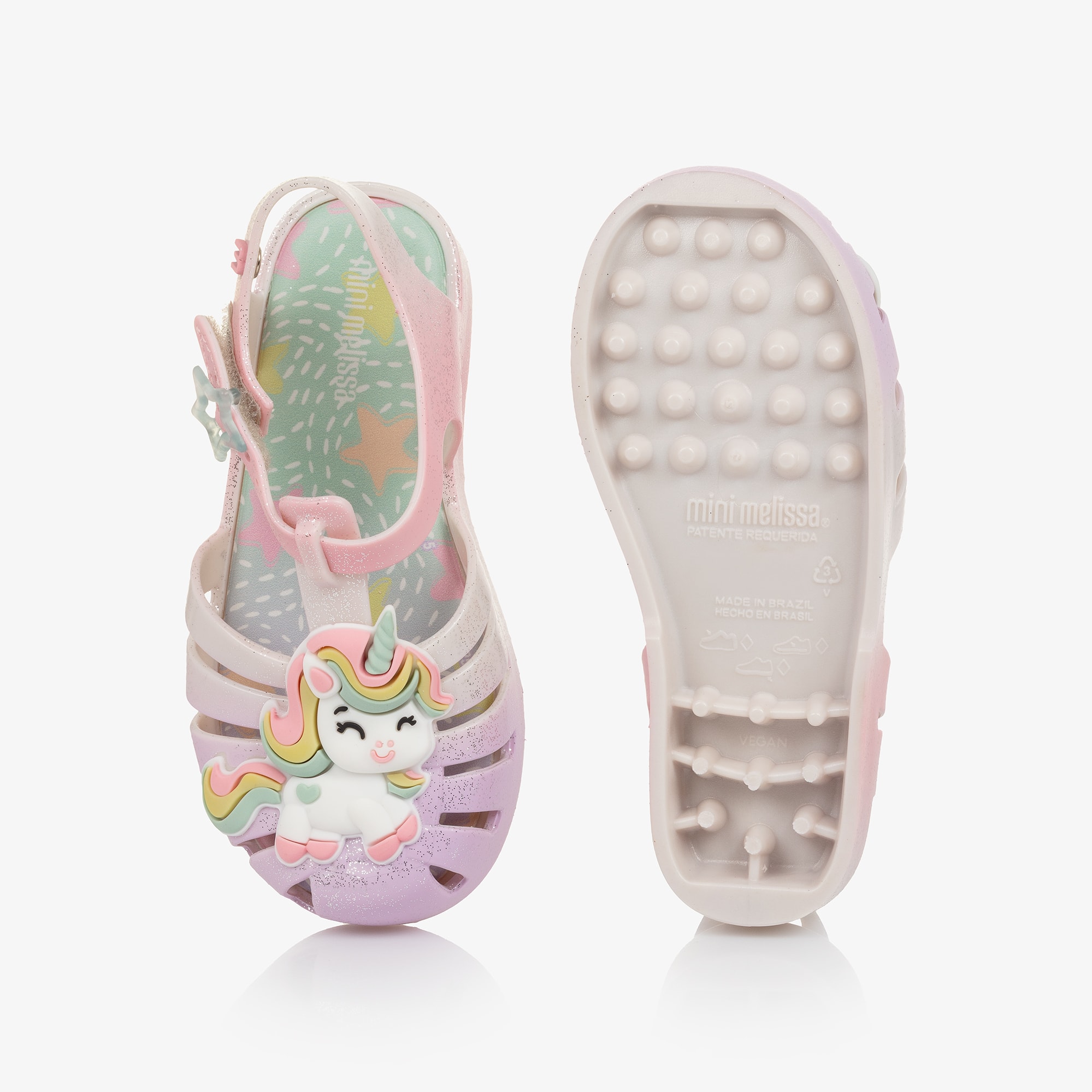 Girls Glittery Pink Ombré Unicorn Jelly Shoes - View 3