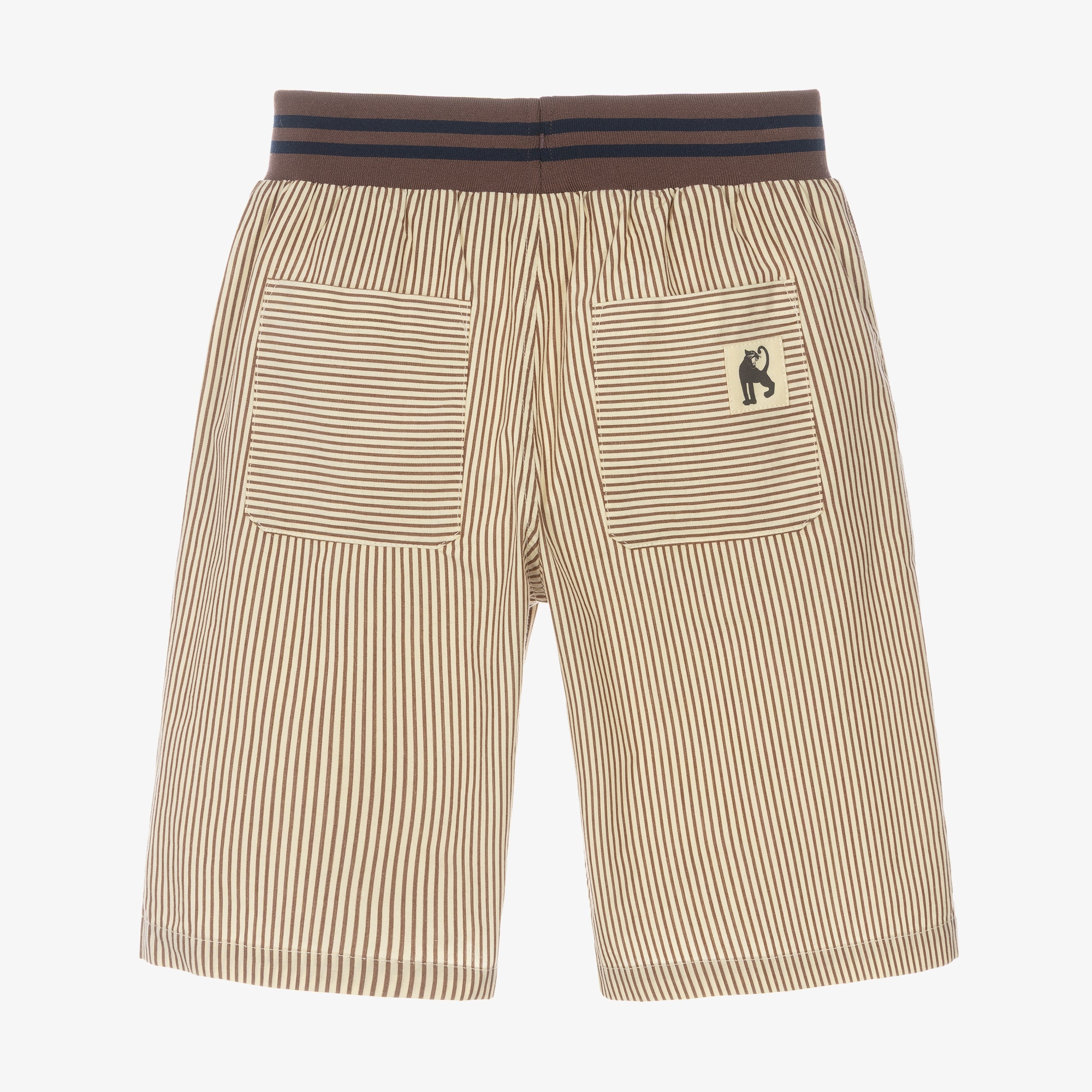 Boys Brown Striped Organic Cotton Shorts - View 3