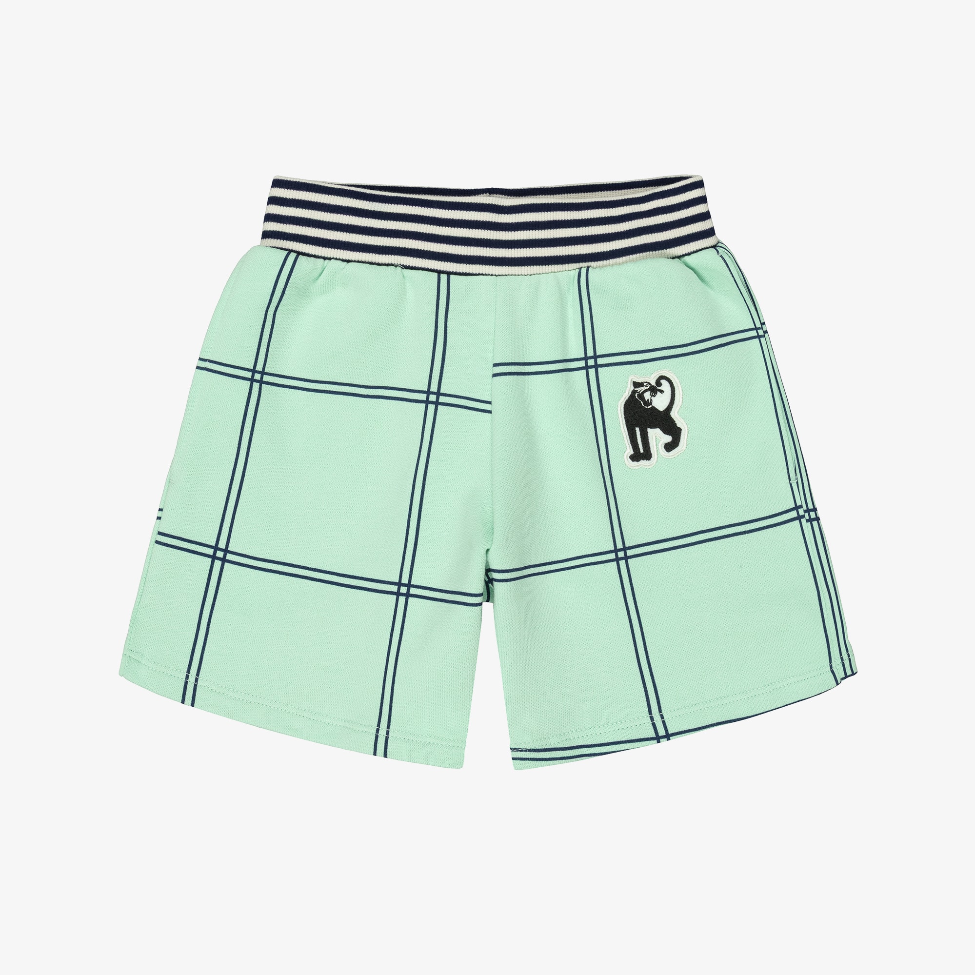 Boys Green Check Organic Cotton Shorts - View 1