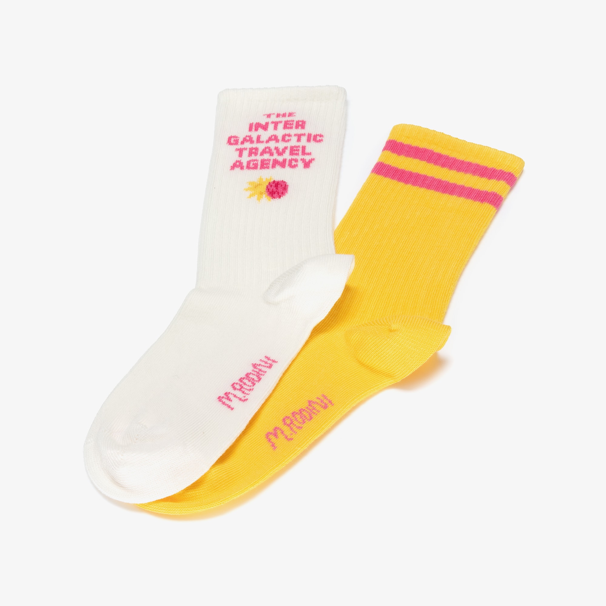 Girls Yellow & Ivory Galaxy-Themed Socks (2 Pack) - View 4