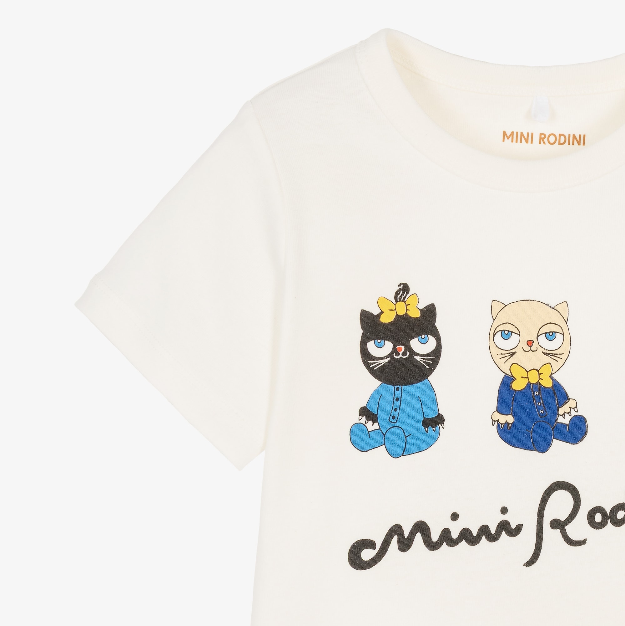 White Organic Cotton Cat Print T-Shirt - View 3