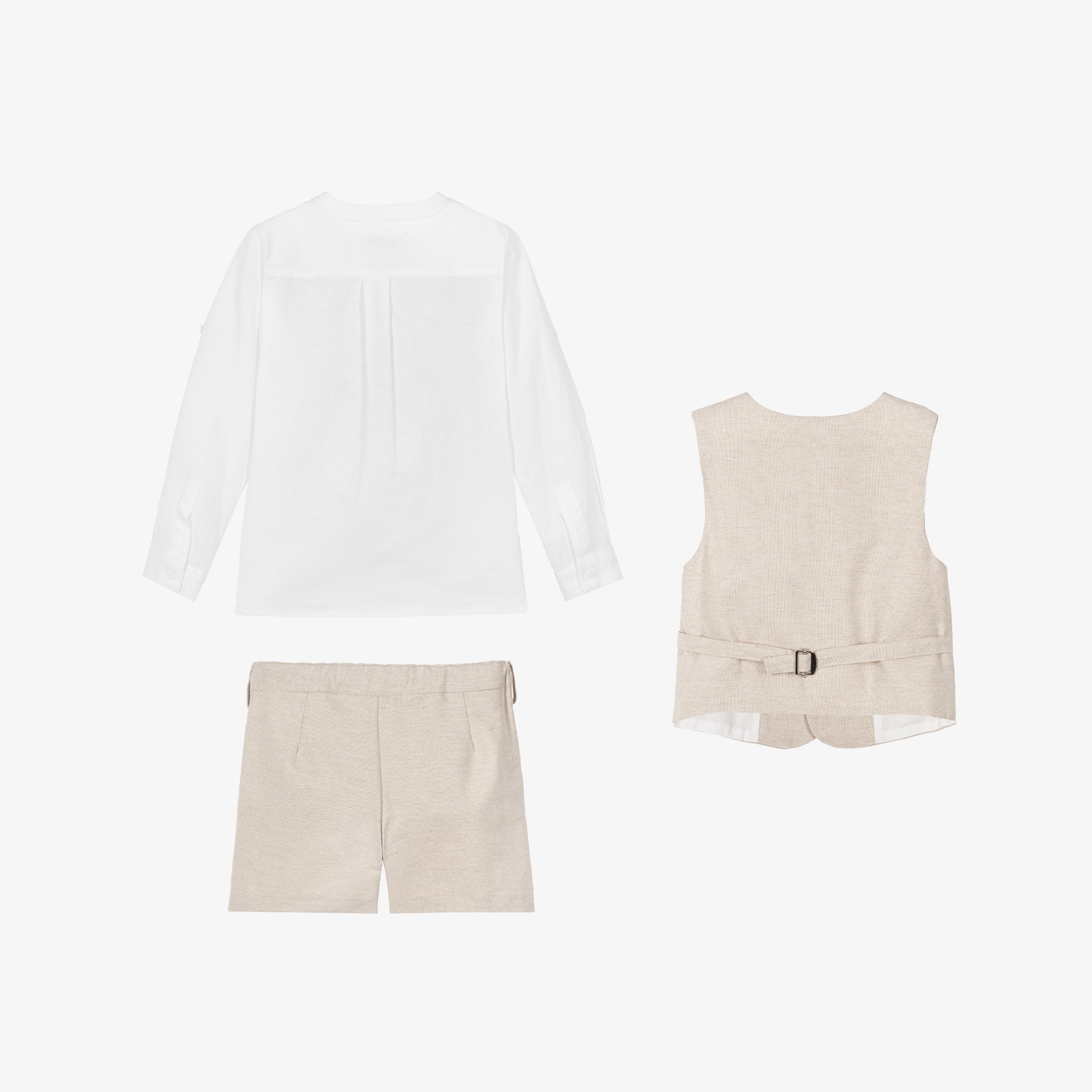 Boys Beige Waistcoat & Shorts Suit - View 4