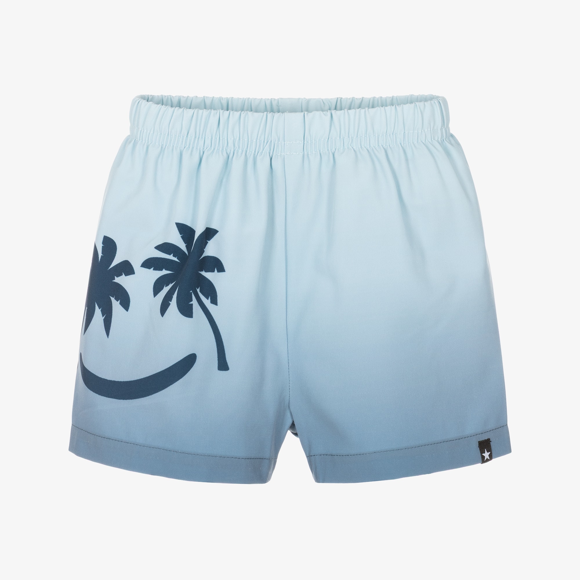 Baby Boys Blue Smiling Palm Tree Swim Shorts (UPF50+) - View 1