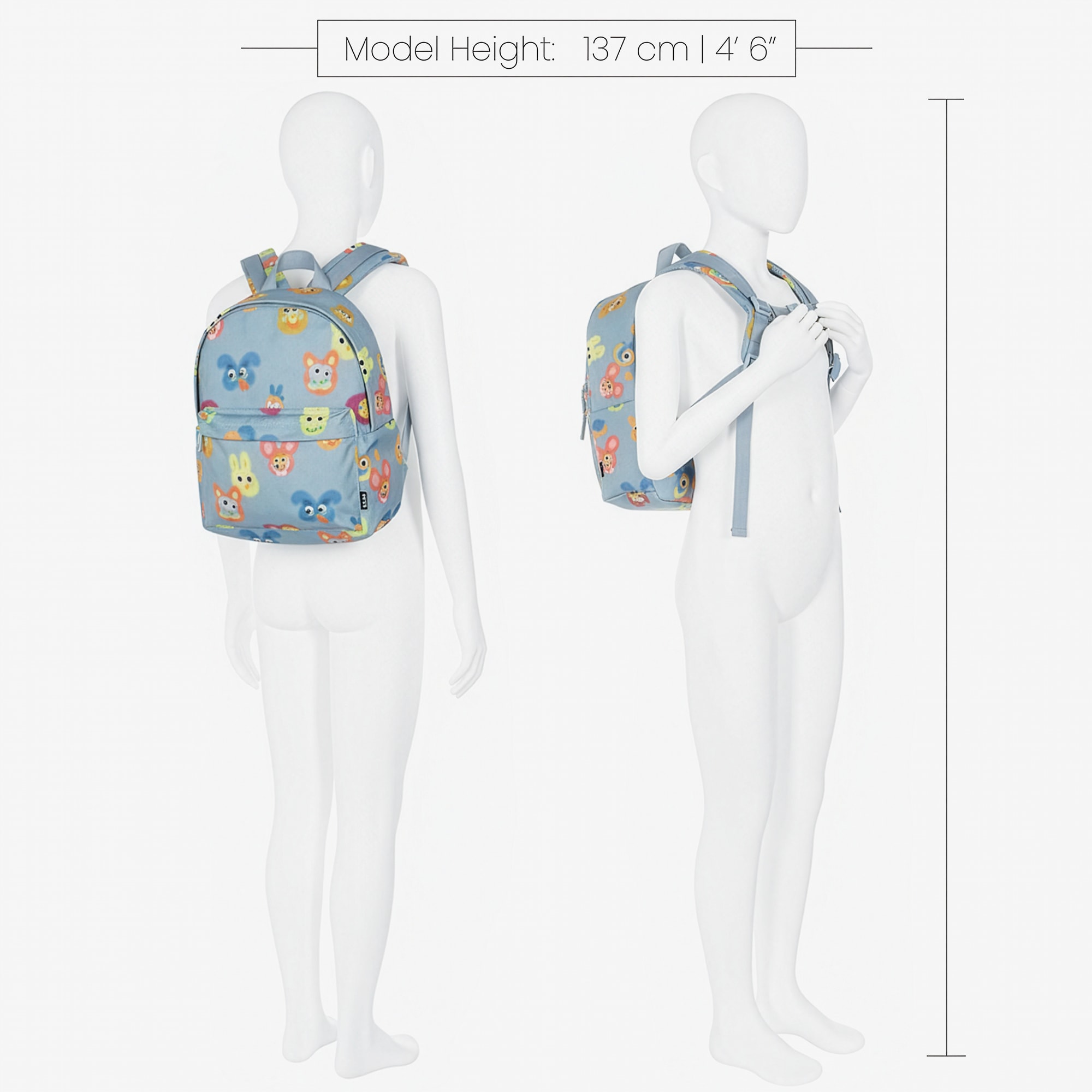 Blue Fuzzy Monster Canvas Backpack (29cm) - View 2