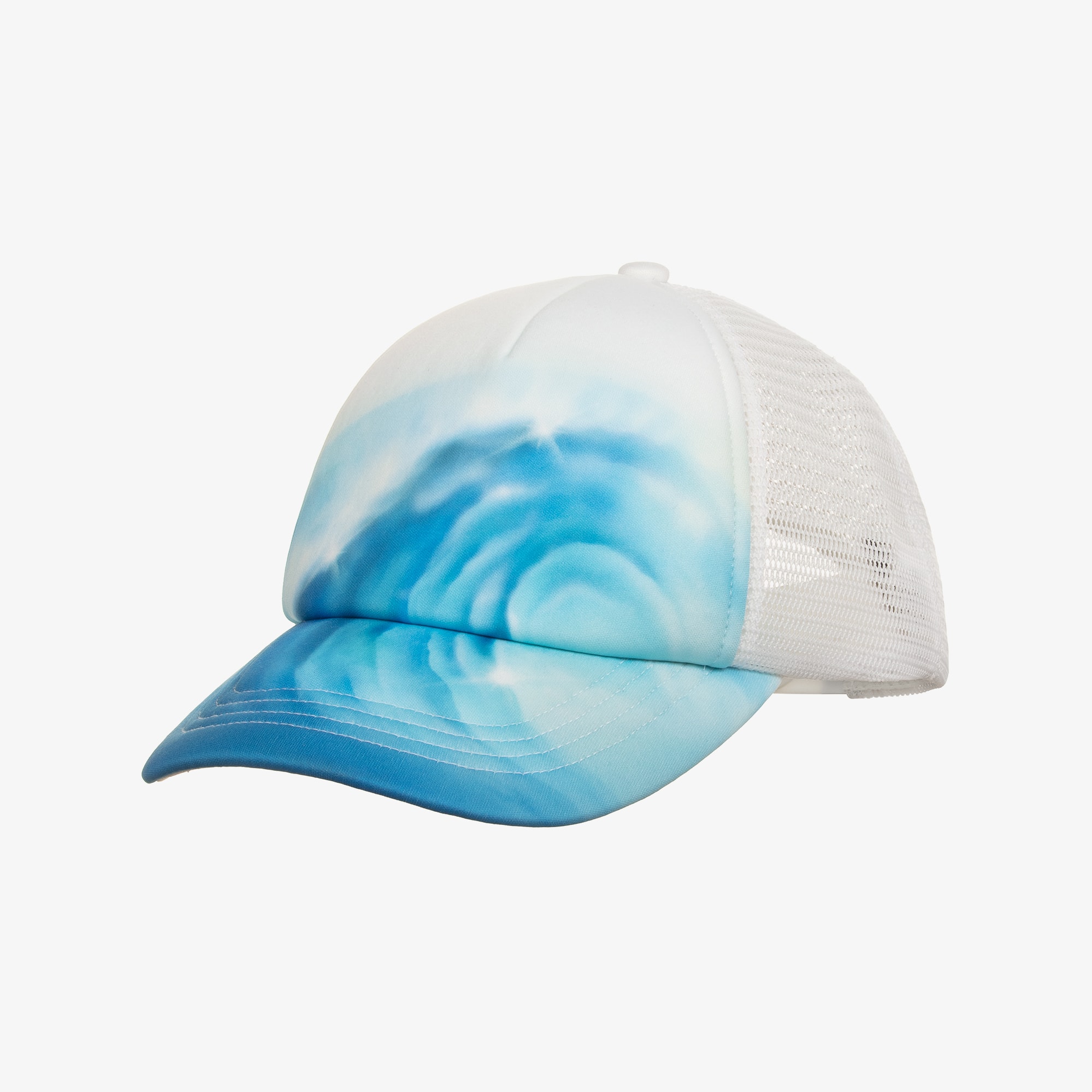 Boys White & Blue Wave Print Cap - View 4
