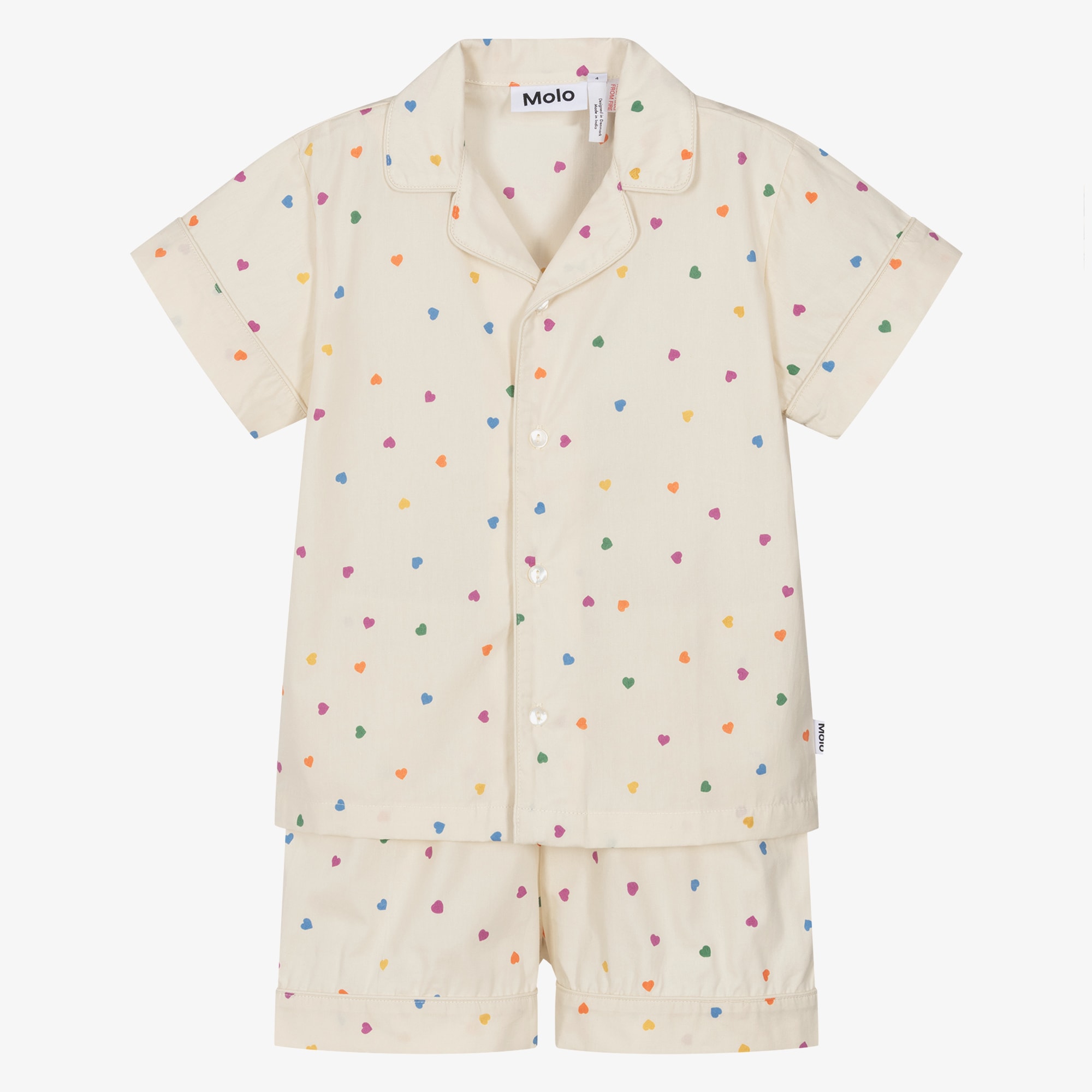 Girls Ivory Confetti Heart Short Pyjamas - View 1