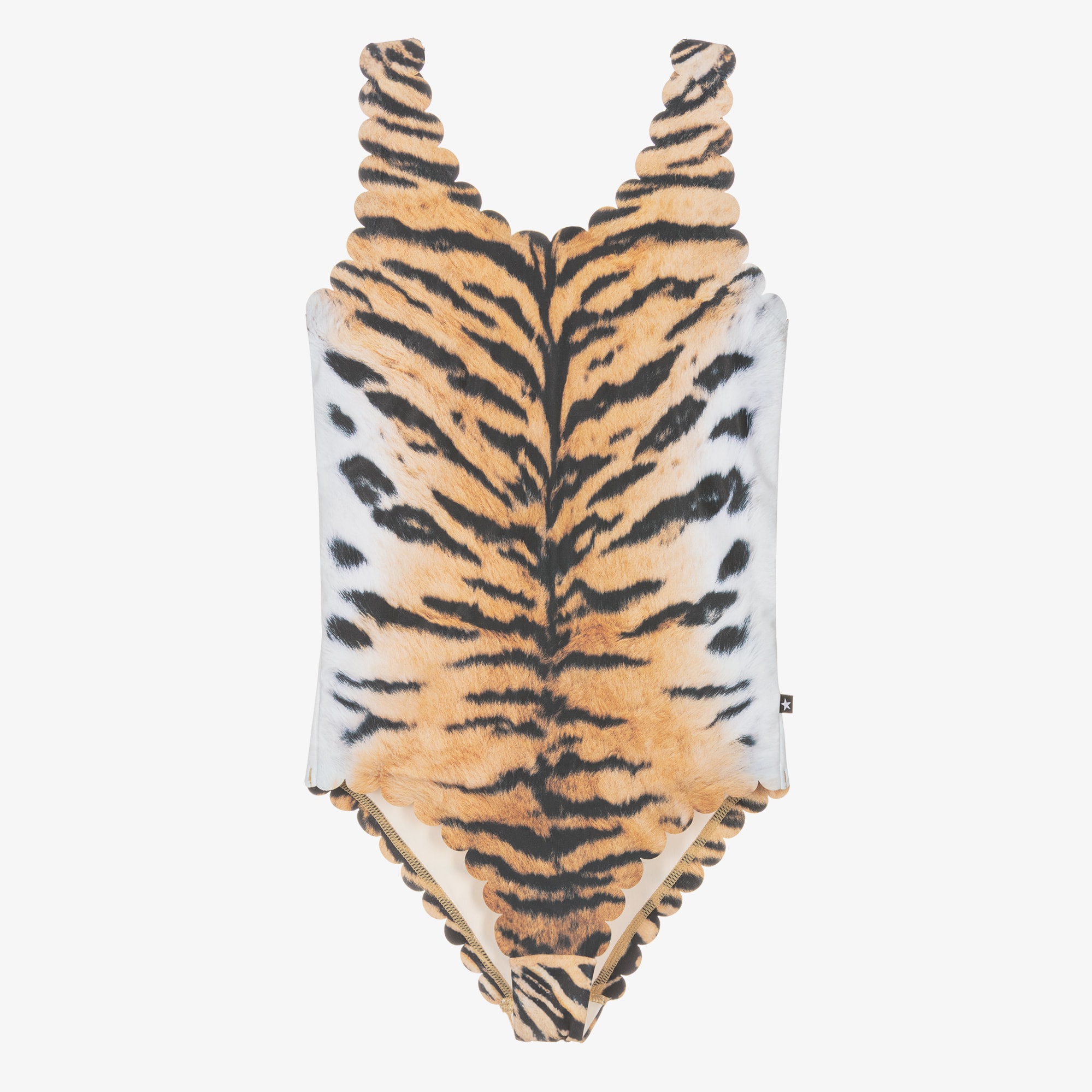 Girls Orange & Black Tiger Print Swimsuit (UPF50+) - View 1