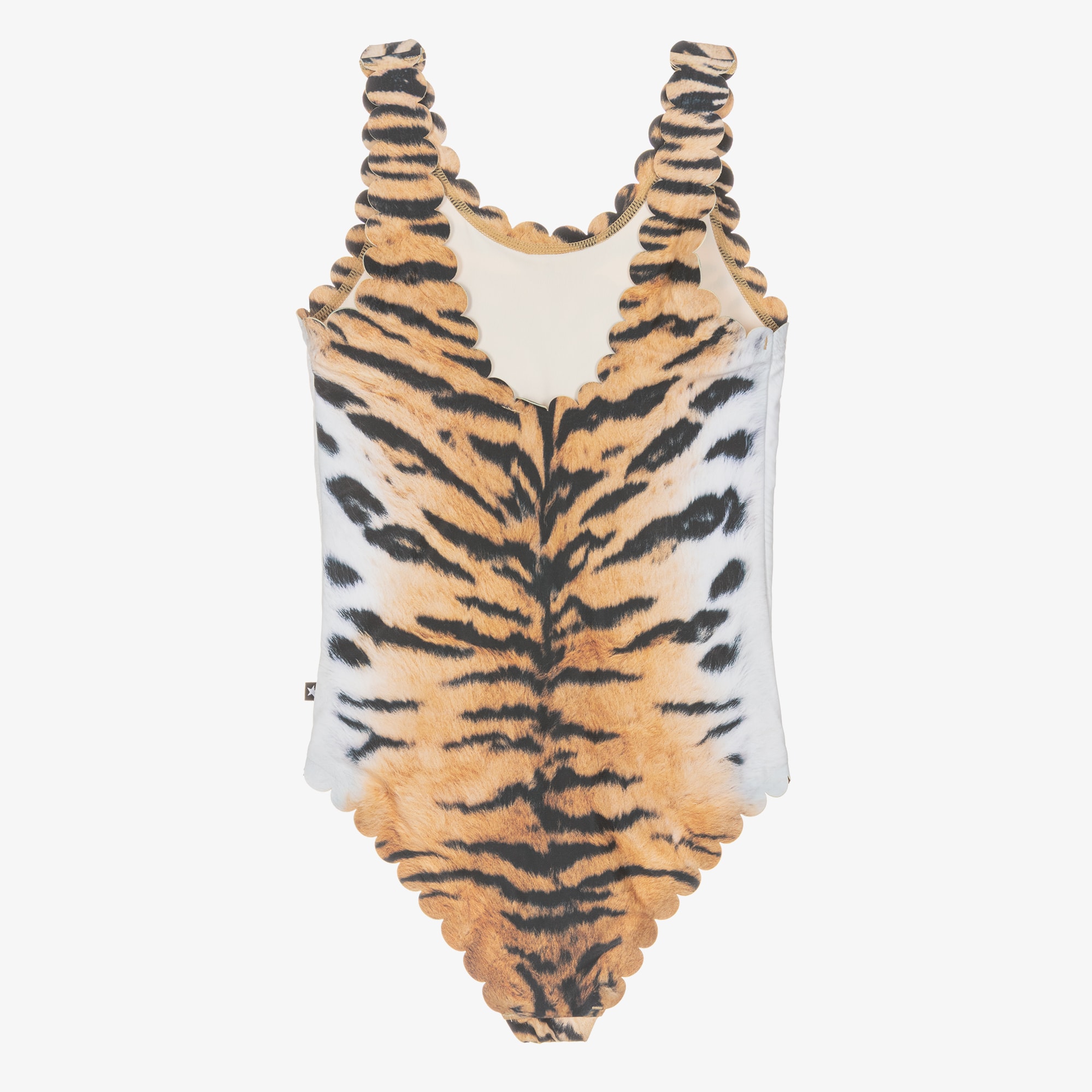 Girls Orange & Black Tiger Print Swimsuit (UPF50+) - View 3