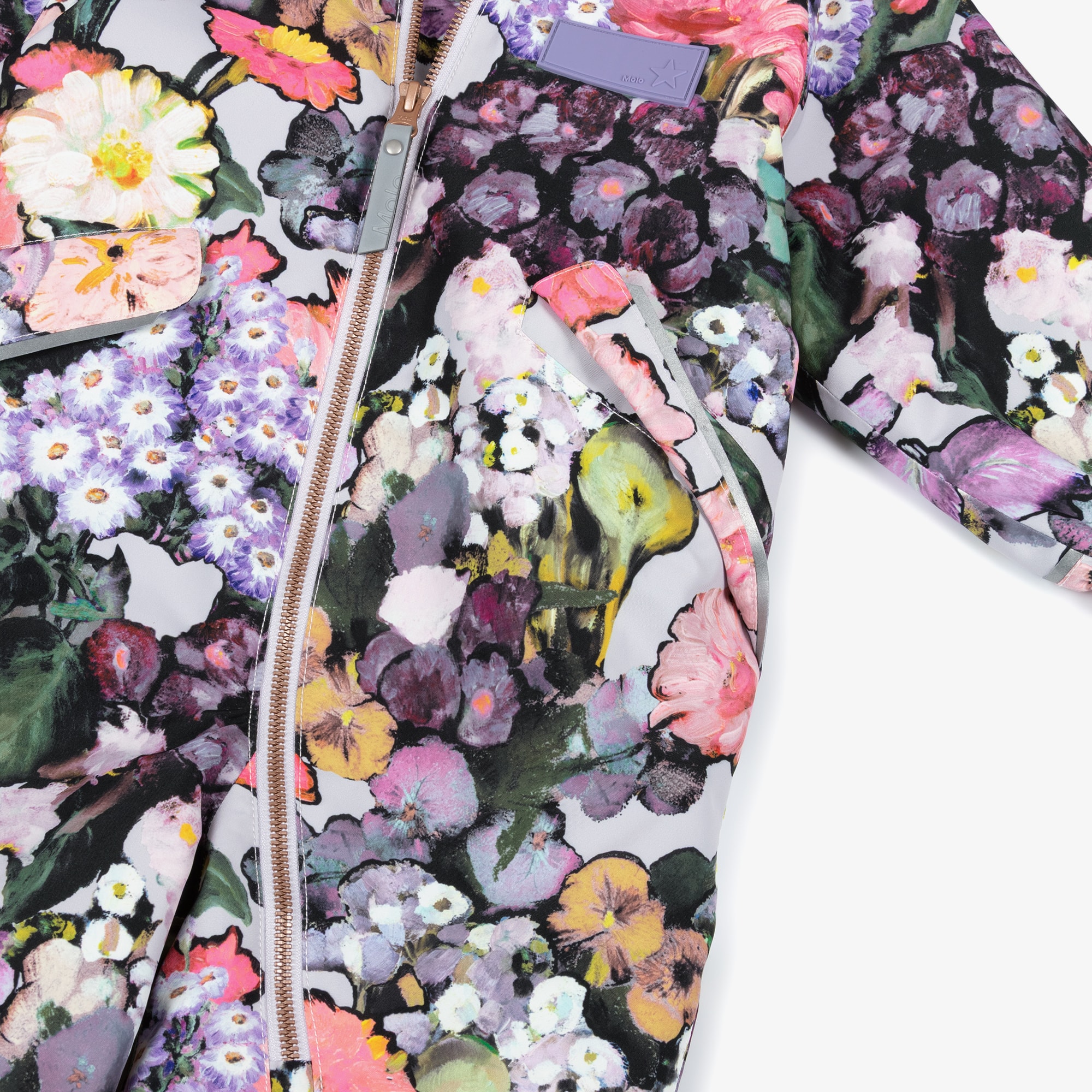 Girls Pink & Purple Flower Art Print Snowsuit - View 5
