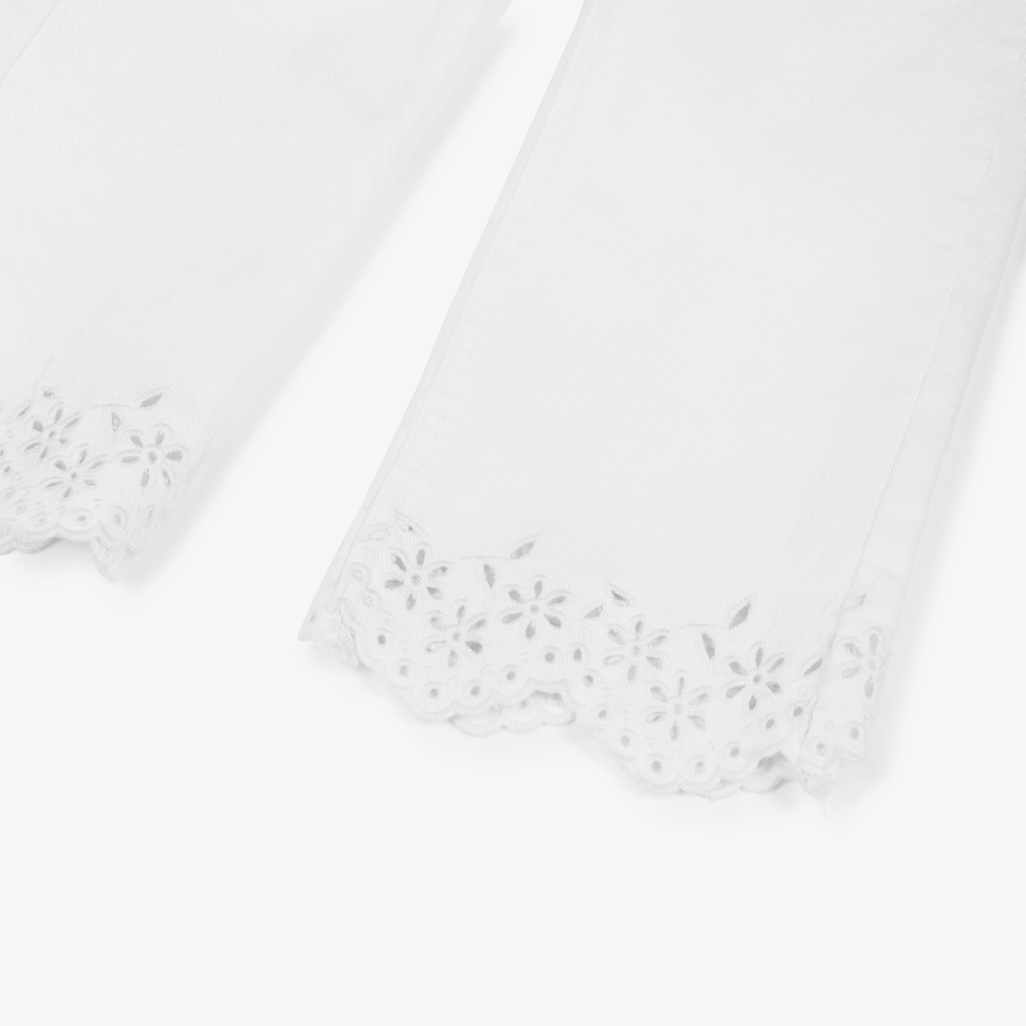 Girls White Denim Jeans with Broderie Anglaise Trims - View 5