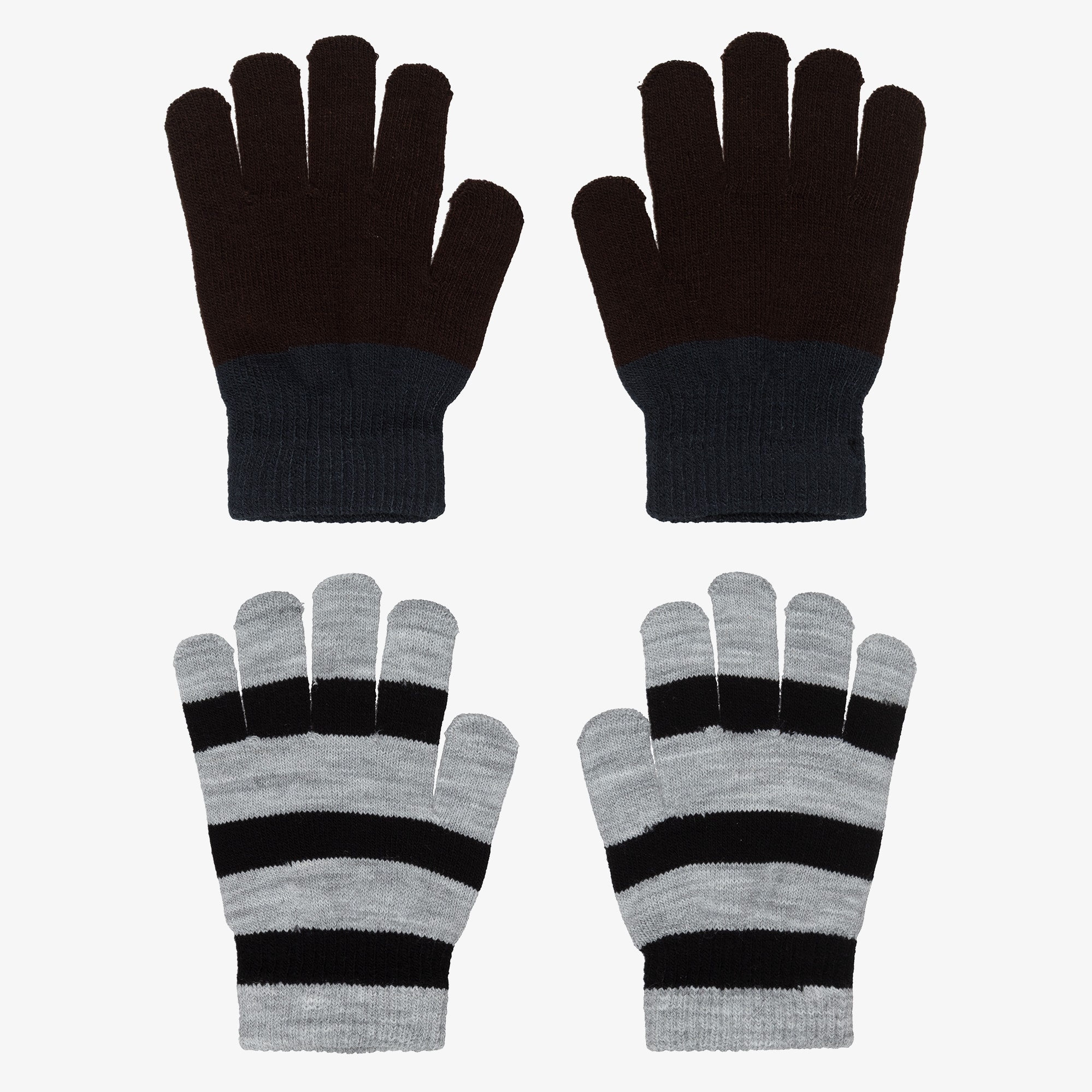 Green & Blue Stripe Knitted Gloves (2 Pack) - View 1