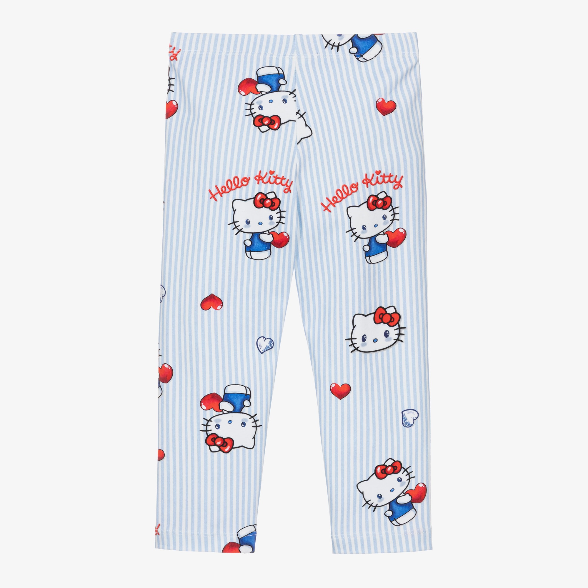 Girls Blue & White Stripe Hello Kitty Leggings - View 2