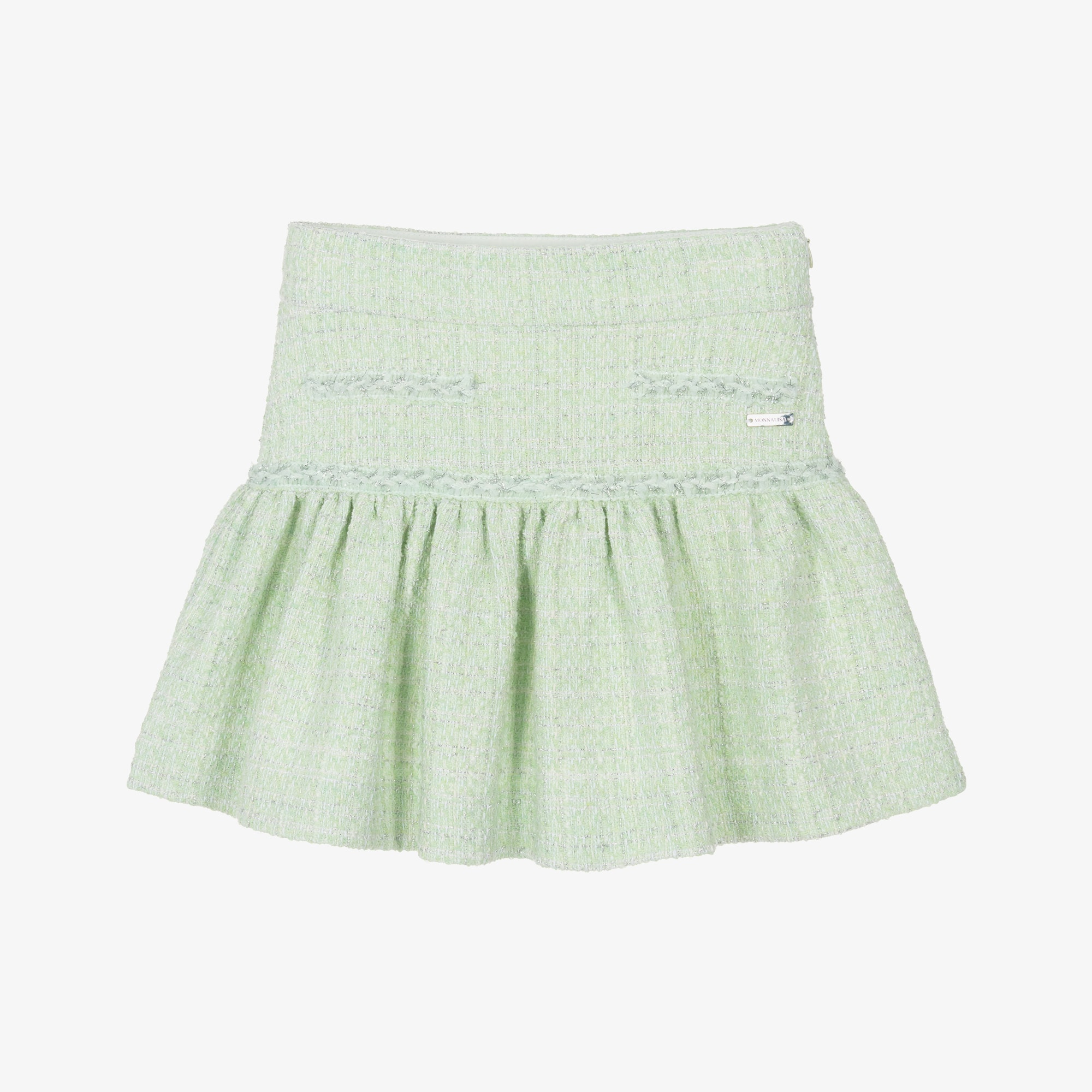 Girls Green & Silver Tweed Skirt - View 1