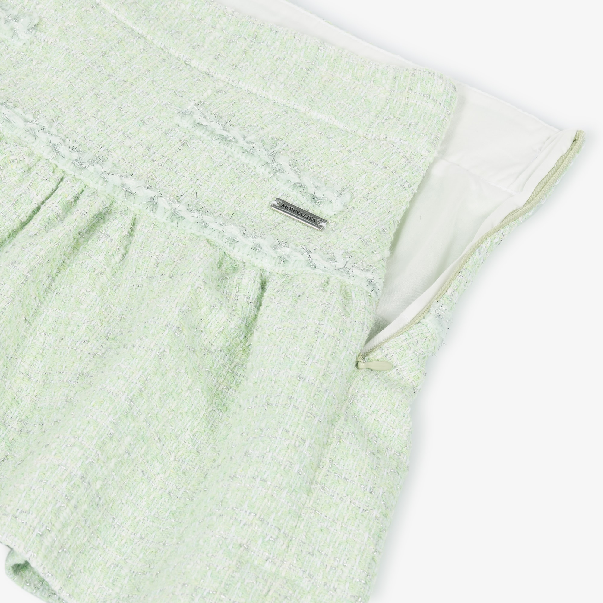 Girls Green & Silver Tweed Skirt - View 4