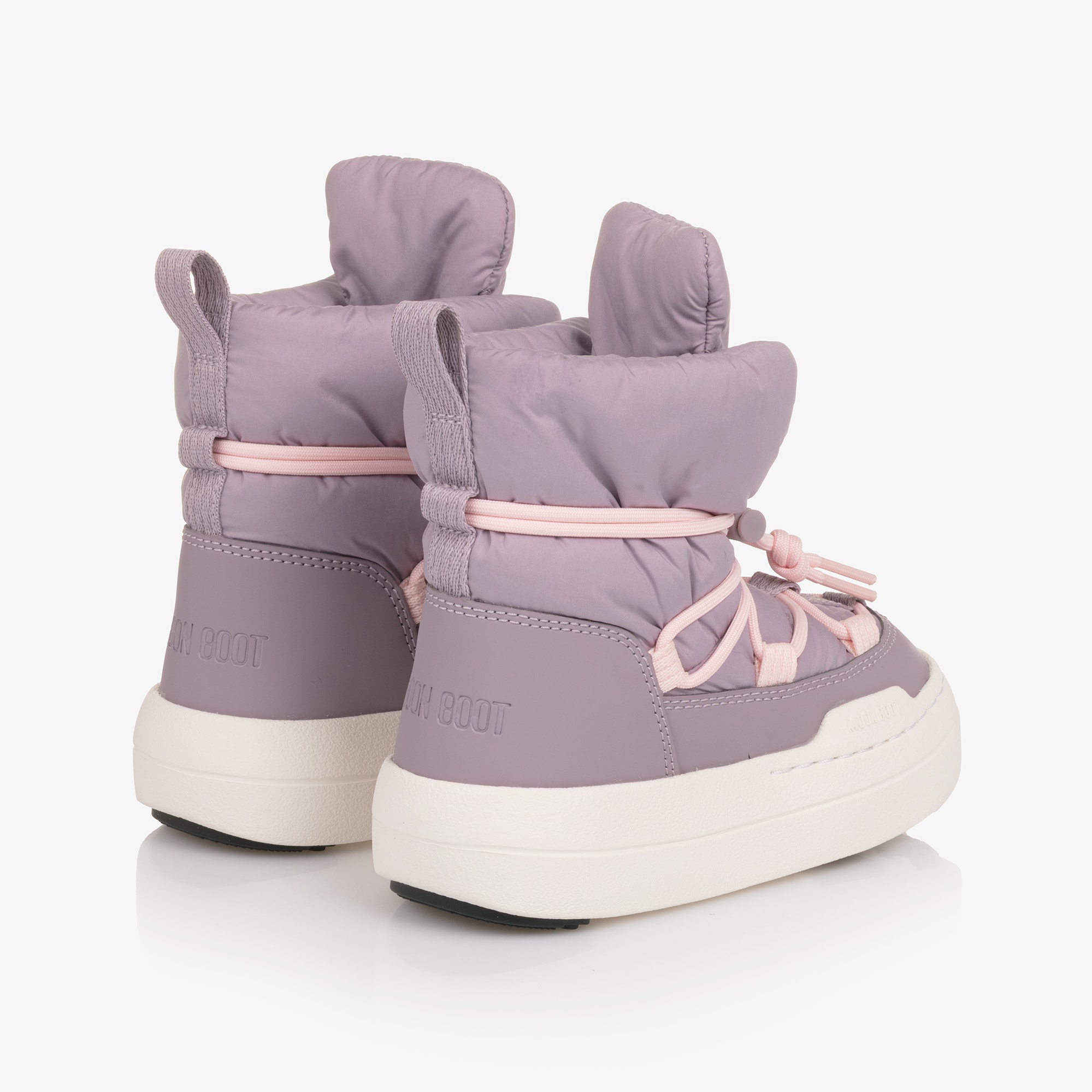 Girls Lilac Padded Lace-Up Boots - View 2