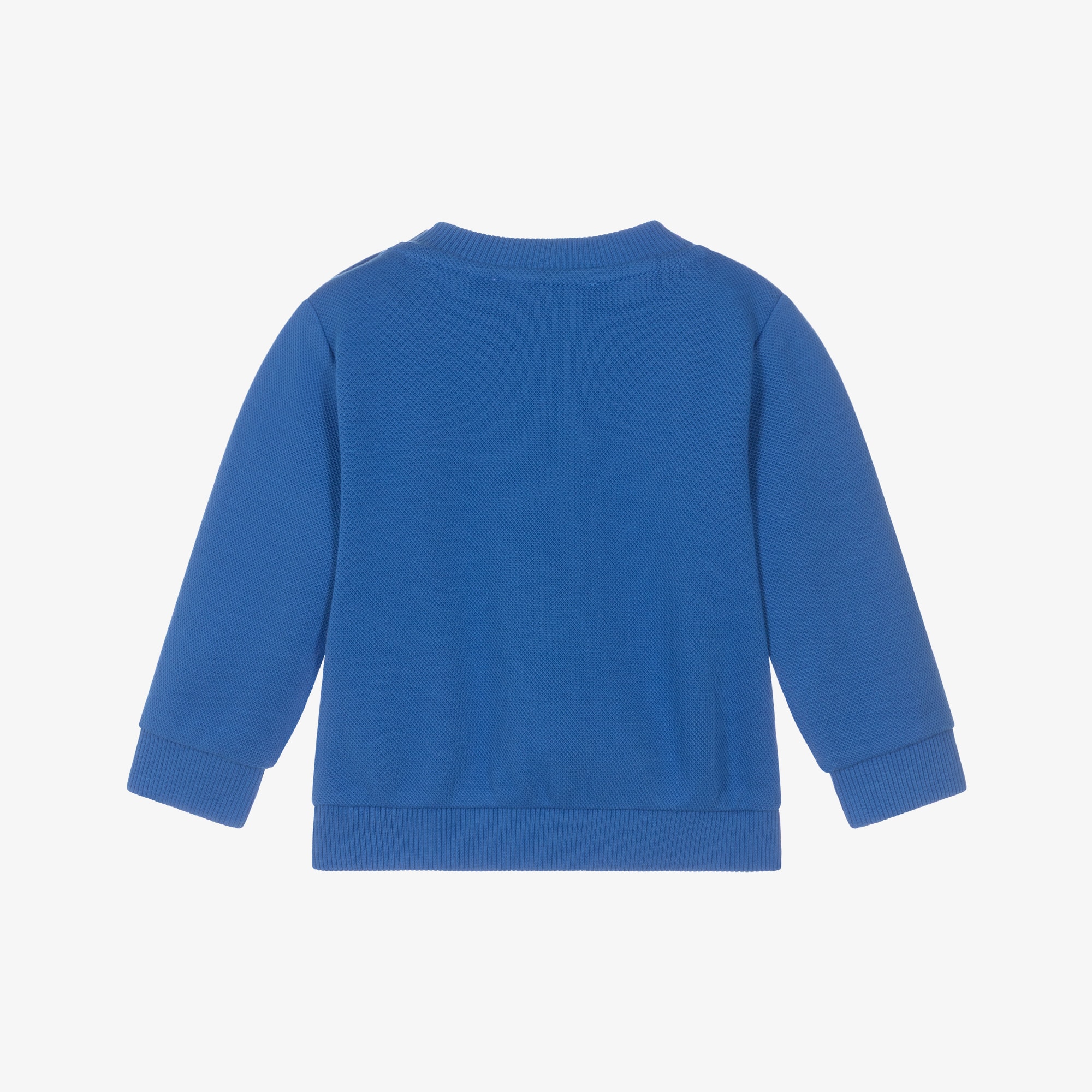 Blue Cotton Piqué Teddy Bear Logo Sweatshirt - View 2