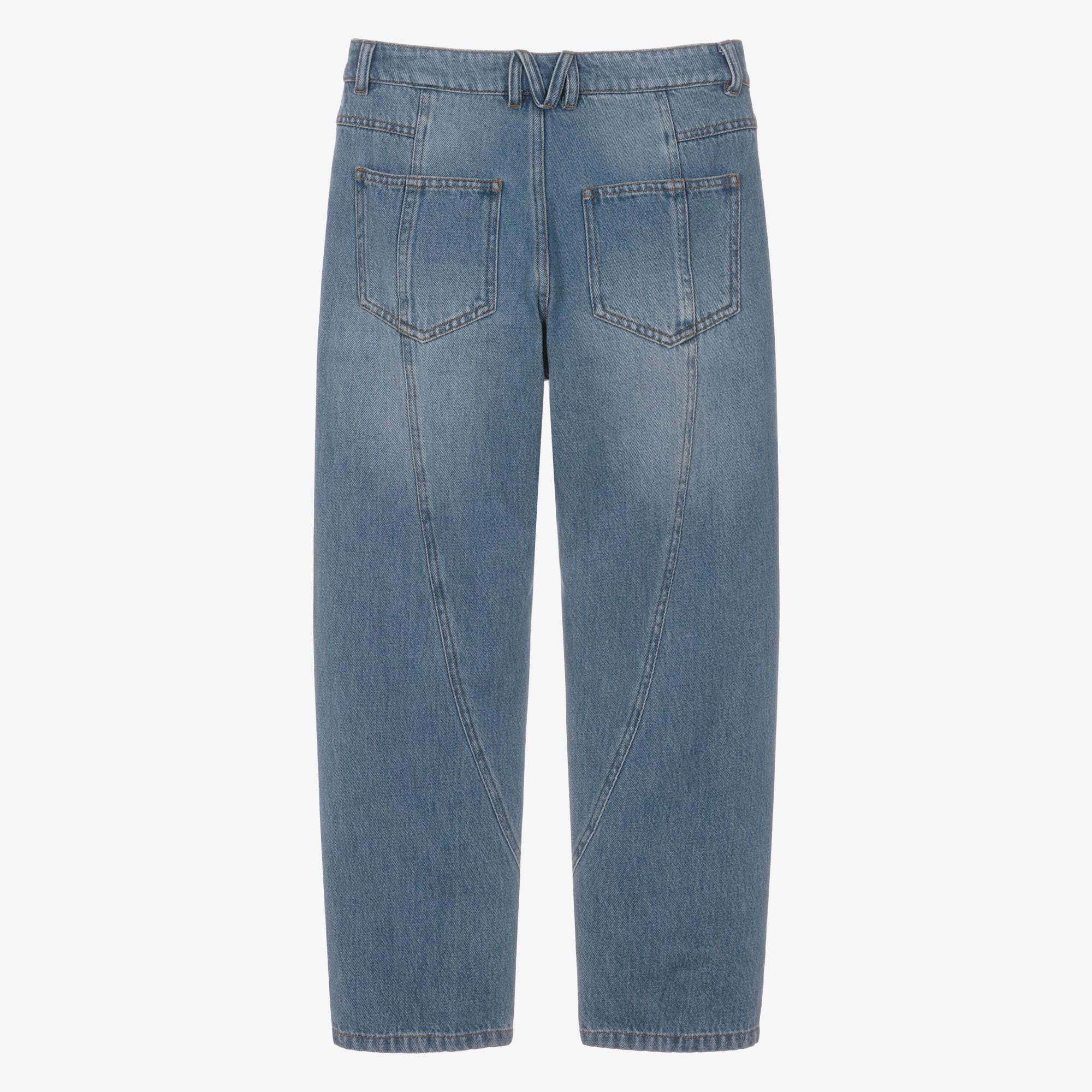 Boys Blue Wash Denim Jeans with Logo Belt Loop - View 2