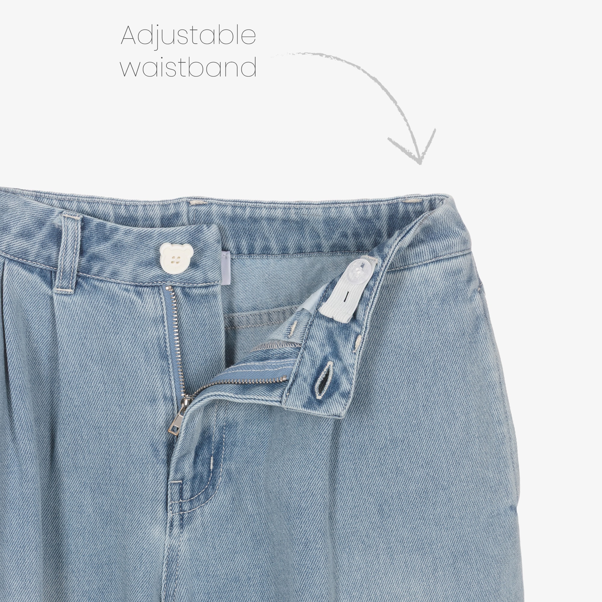 Girls Blue Denim Barrel Leg Jeans with Cherry Print - View 3