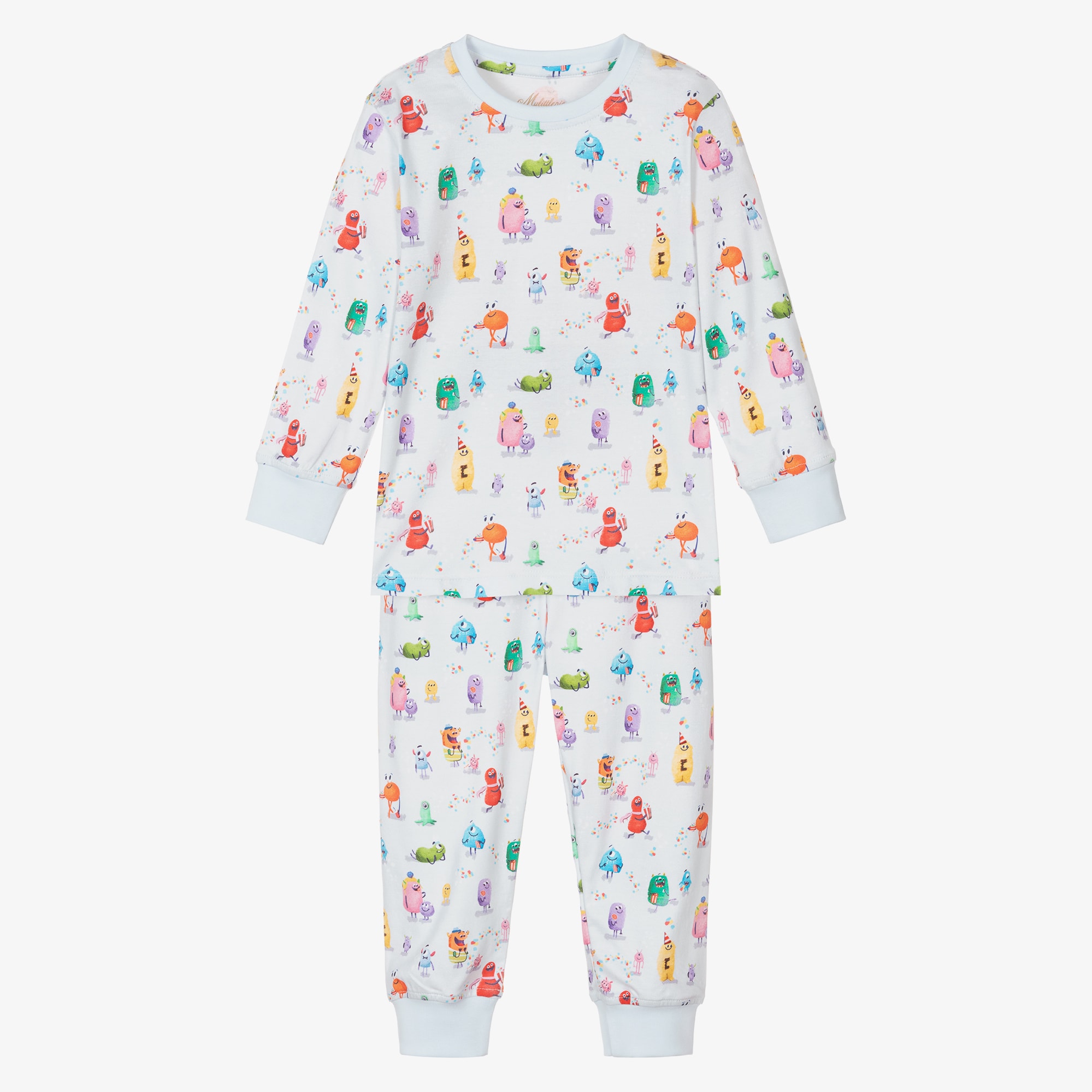 Boys Blue Supima Cotton Monsters Pyjamas - View 1