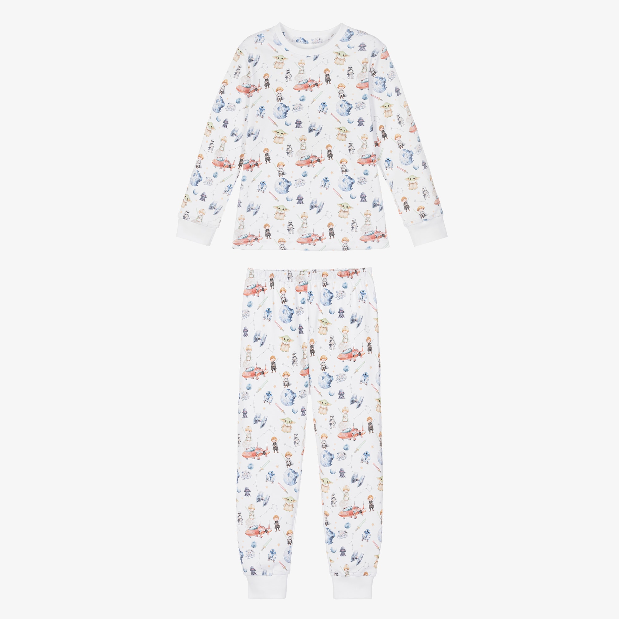 White Monster Print Supima Cotton Pyjamas - View 2