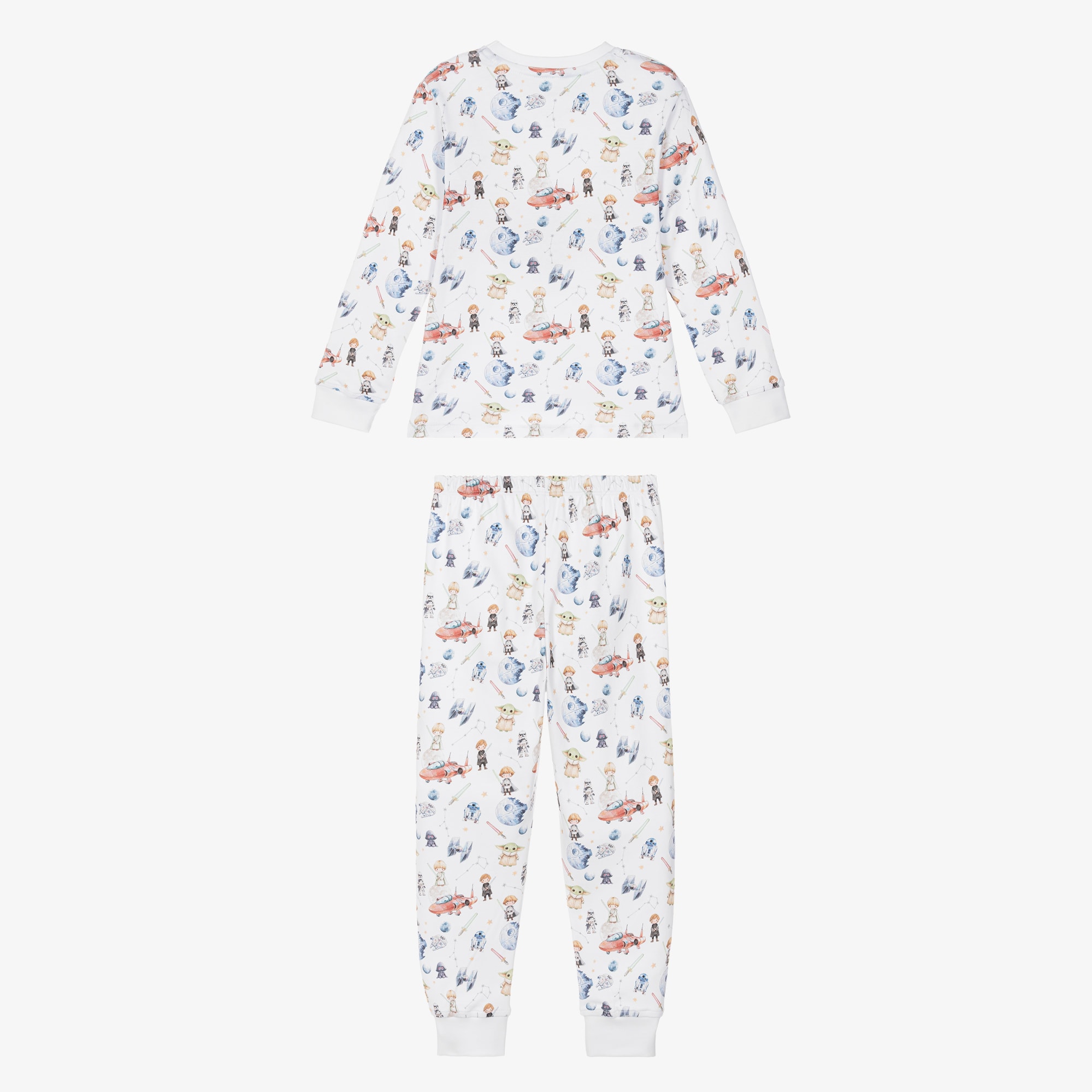 White Monster Print Supima Cotton Pyjamas - View 3