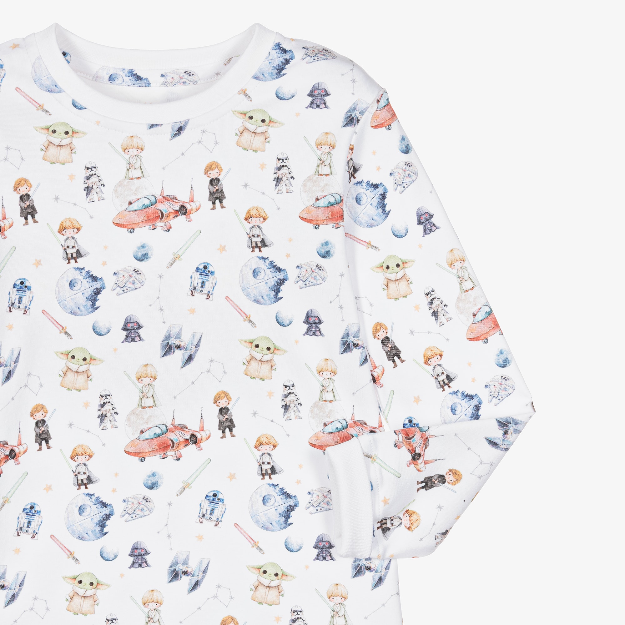 White Monster Print Supima Cotton Pyjamas - View 4