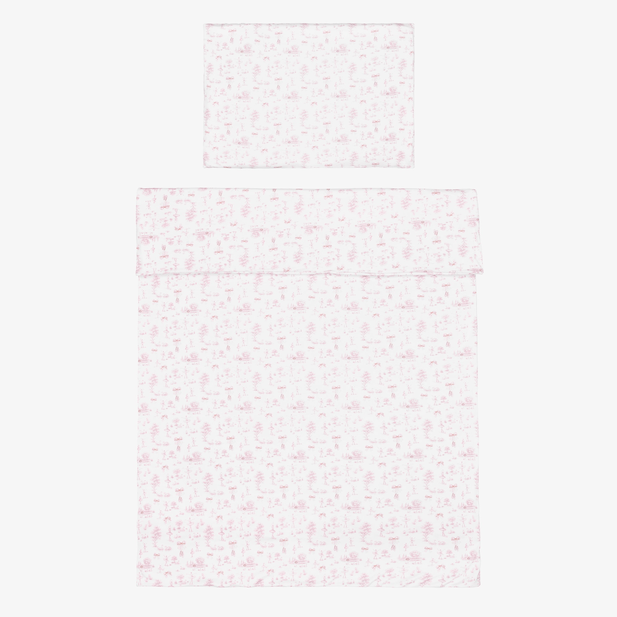 White & Pink Swan Lake Supima Cotton Cot Bed Set (140cm) - View 1