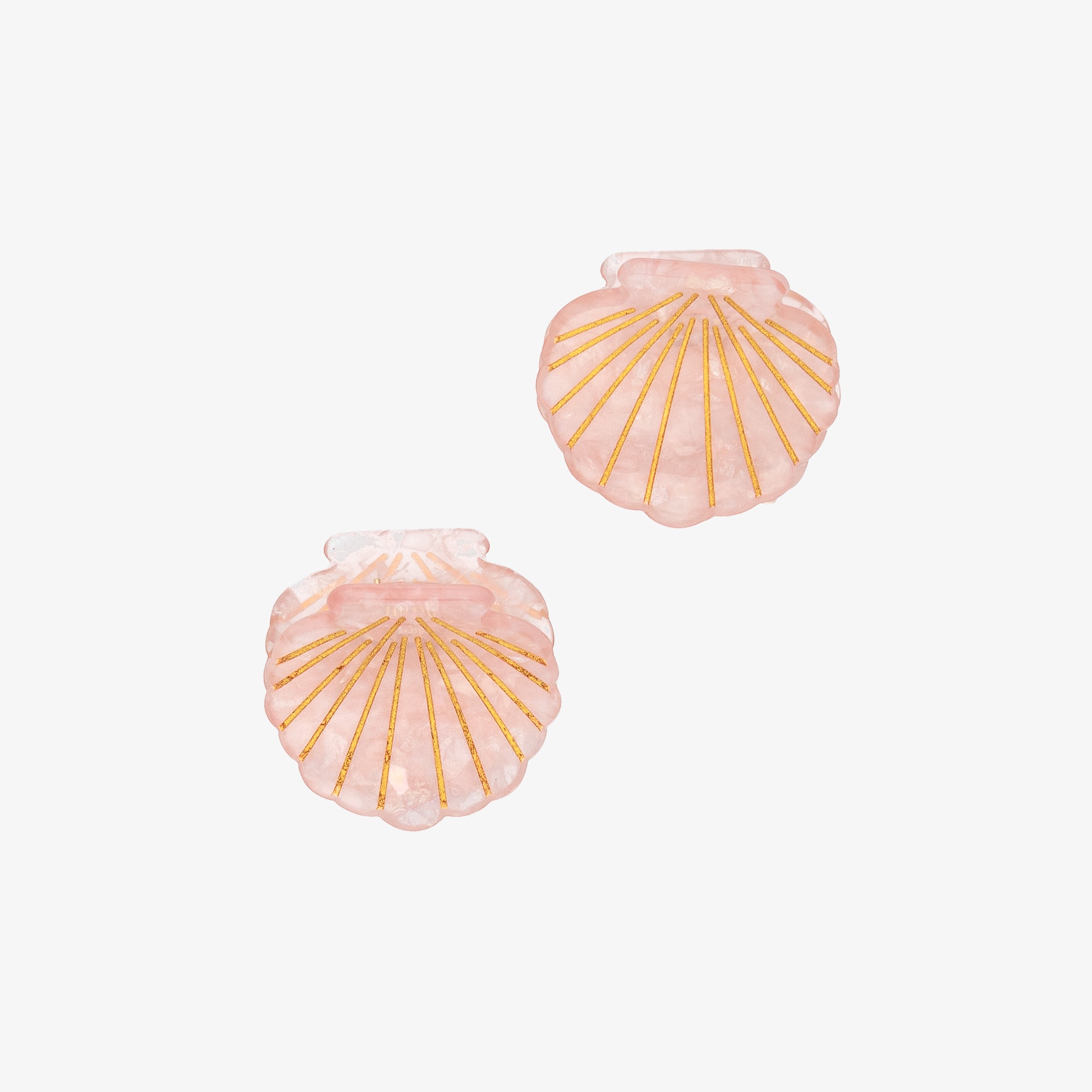 Girls Pearlescent Pink Shell Hair Clips (2 Pack) - View 3