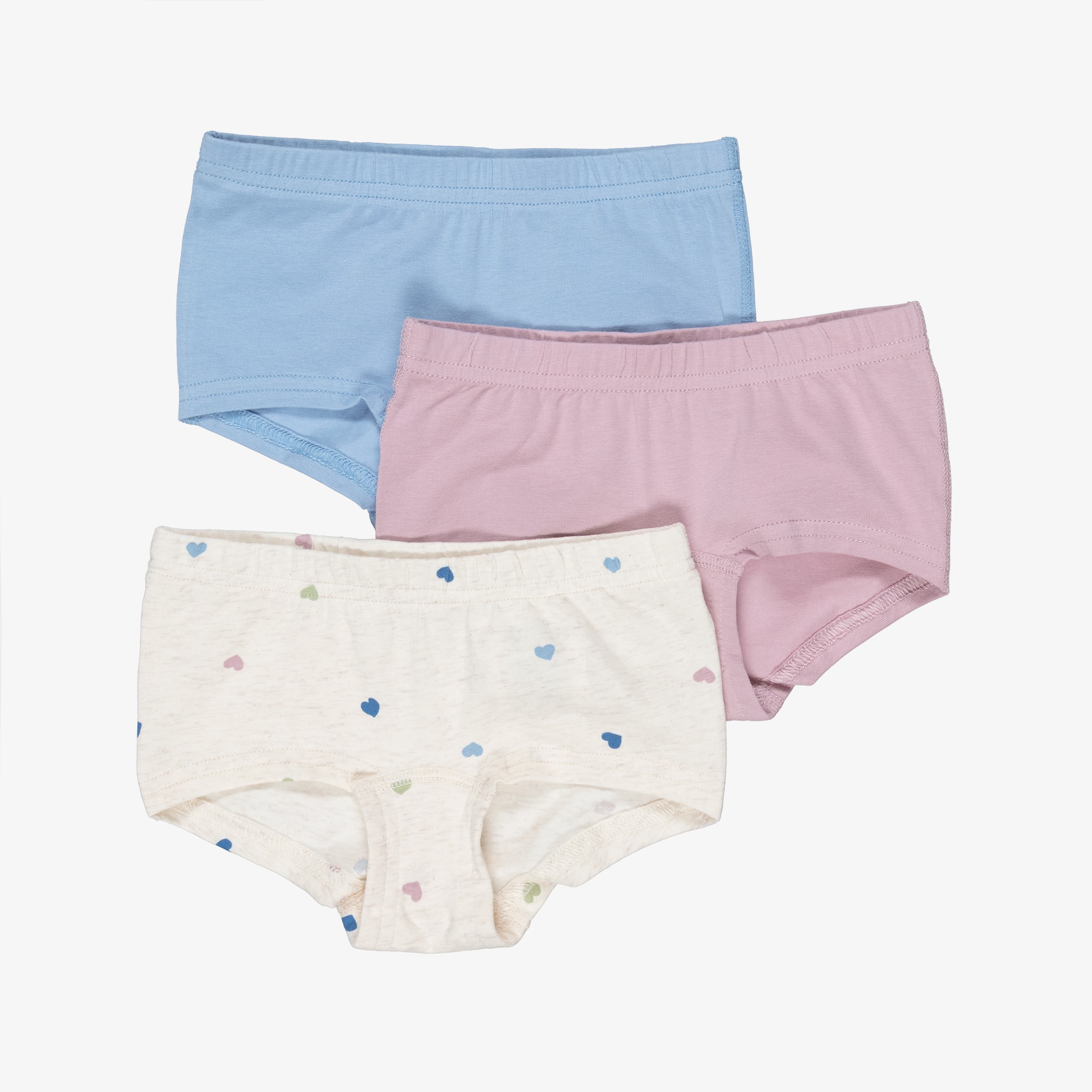 Girls Pink, Blue & Beige Organic Cotton Pants (3 Pack) - View 1