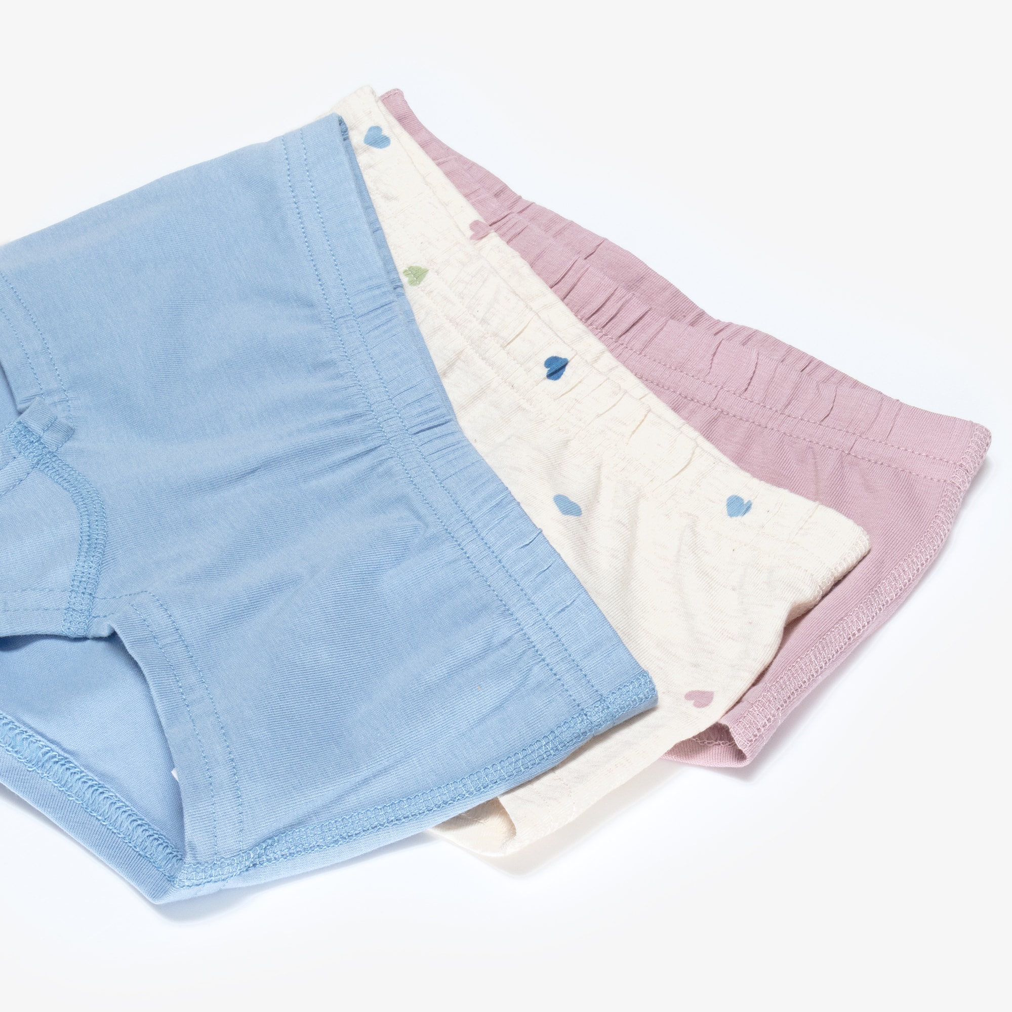 Girls Pink, Blue & Beige Organic Cotton Pants (3 Pack) - View 4