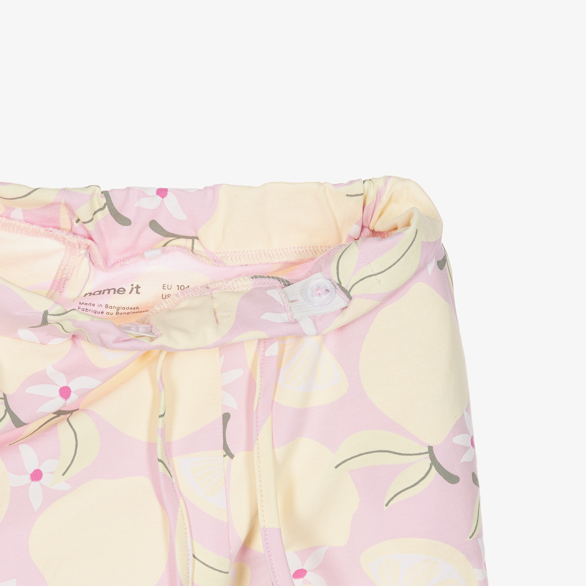 Girls Pink Organic Cotton Shorts Set with Lemon Print - View 4