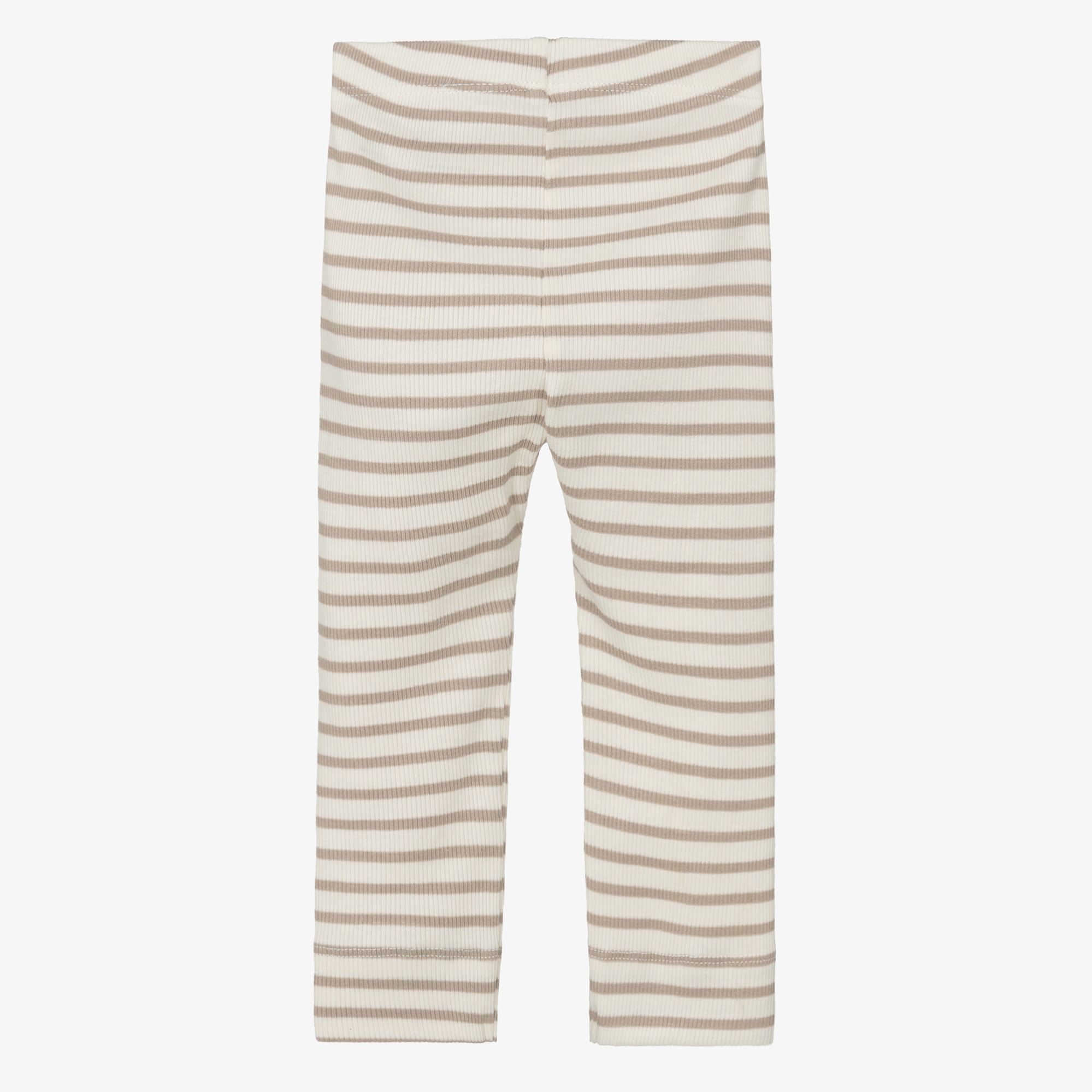 Ivory & Beige Striped Baby Leggings - View 2