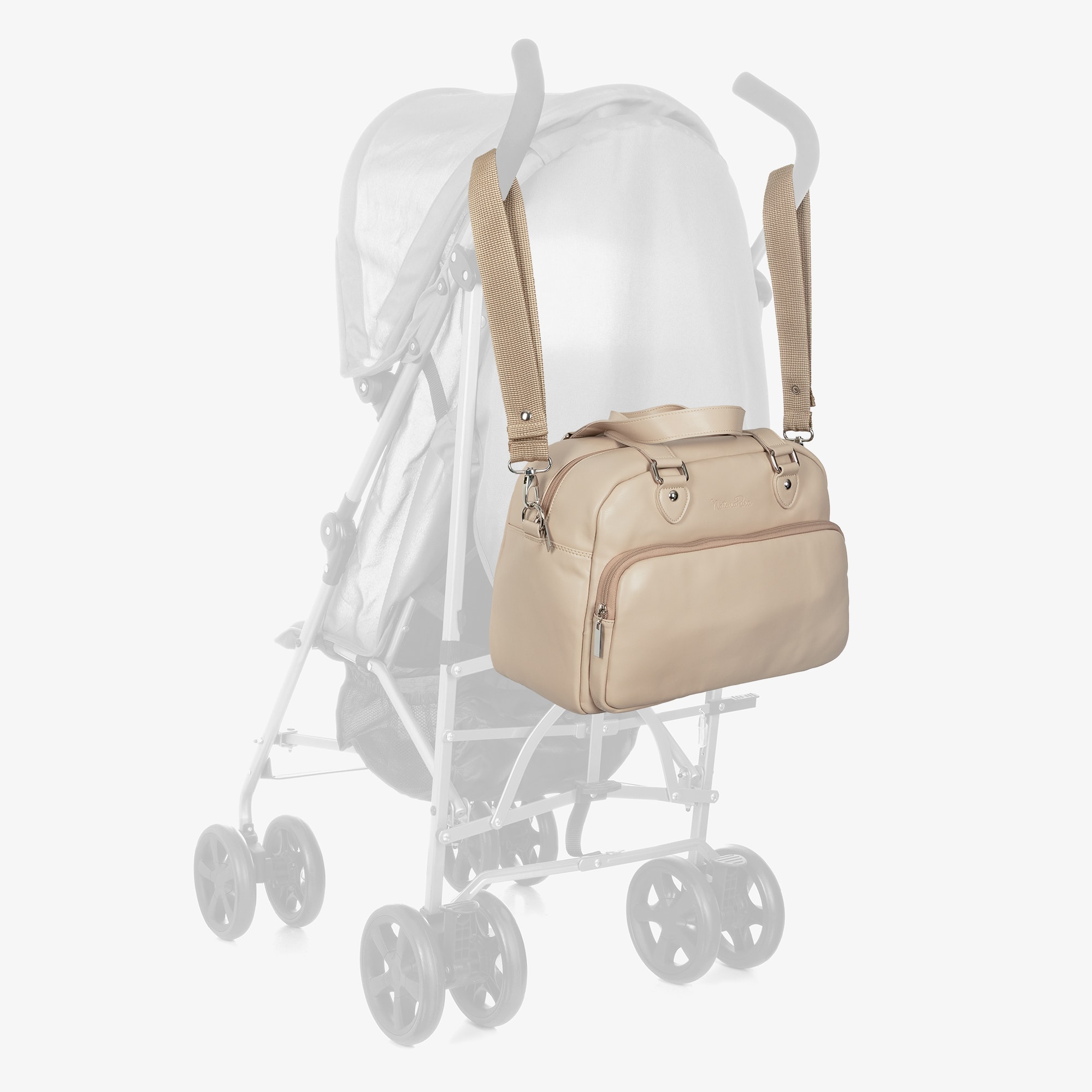 Baby Changing Bag in Beige Faux Leather (37cm) - View 2