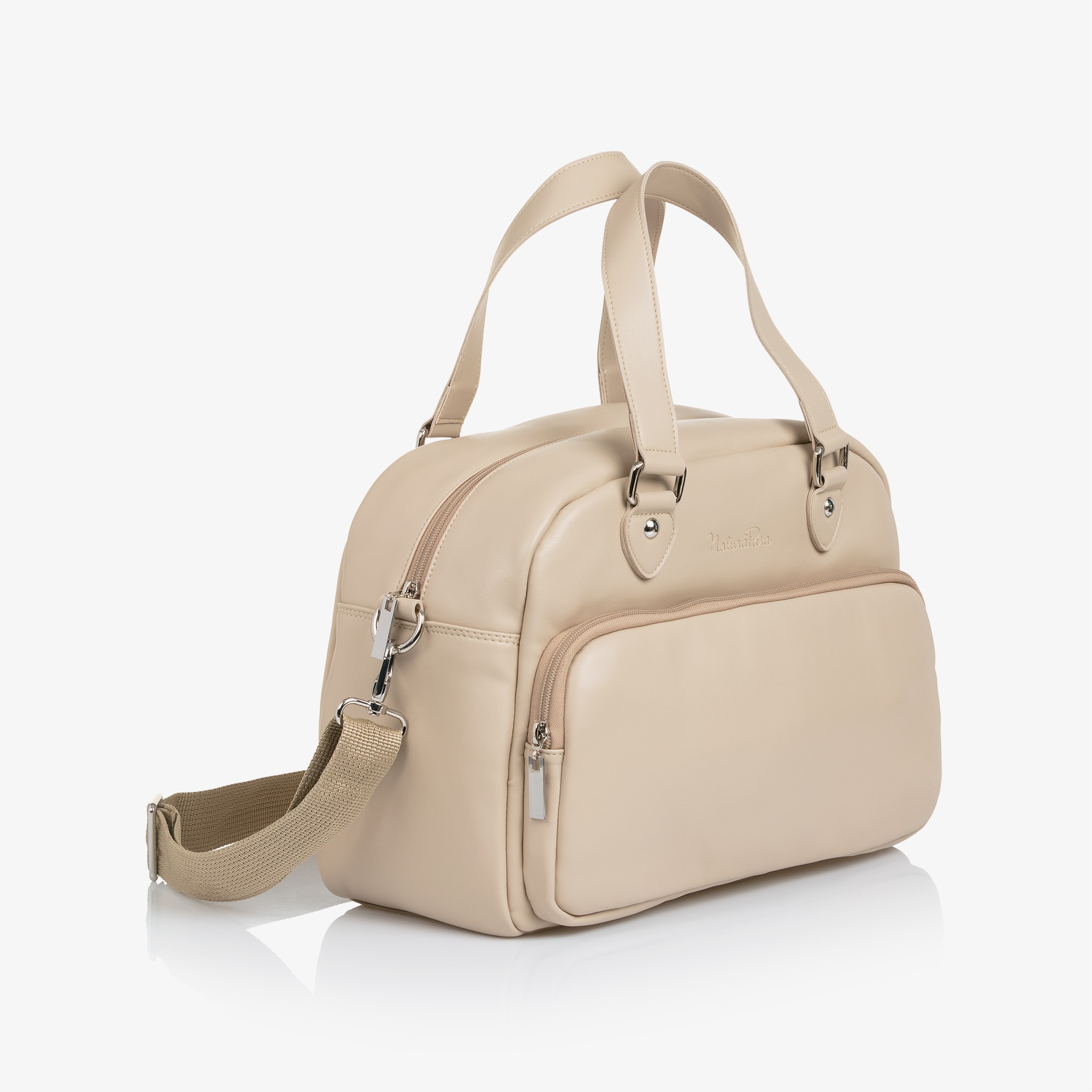 Baby Changing Bag in Beige Faux Leather (37cm) - View 3