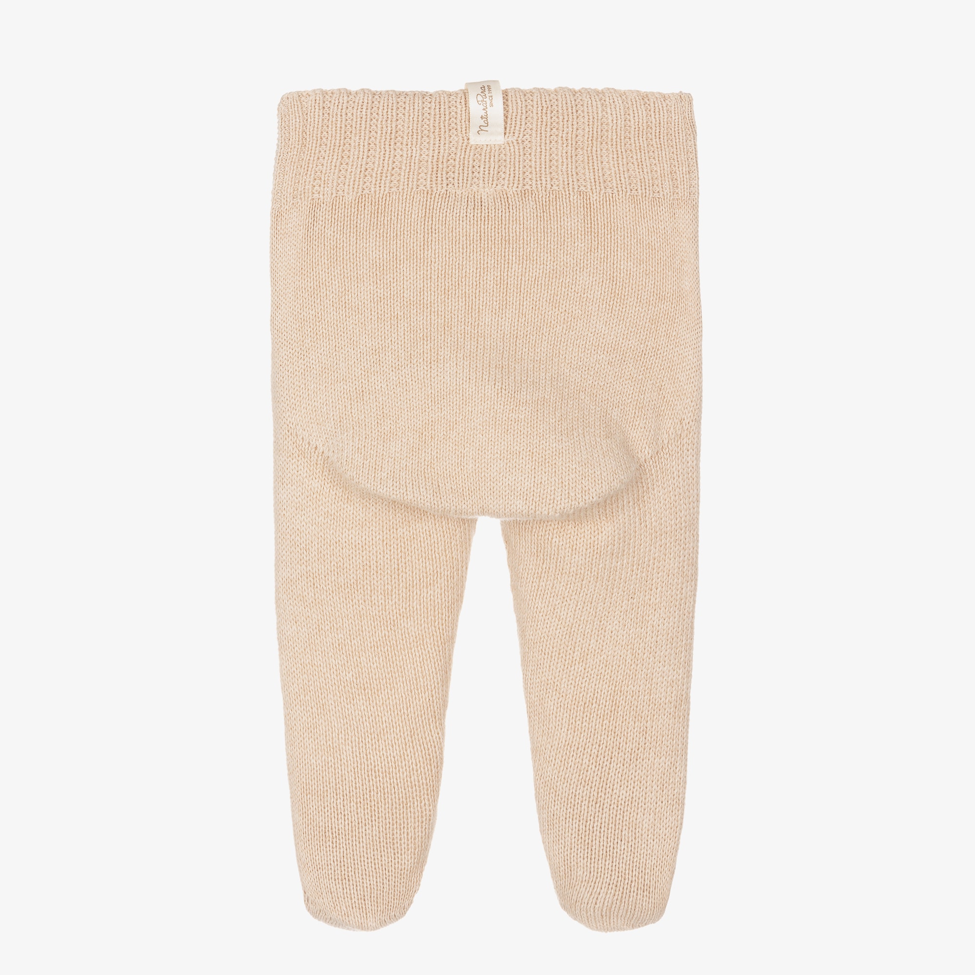 Beige Organic Cotton-Knit Baby Trousers - View 2