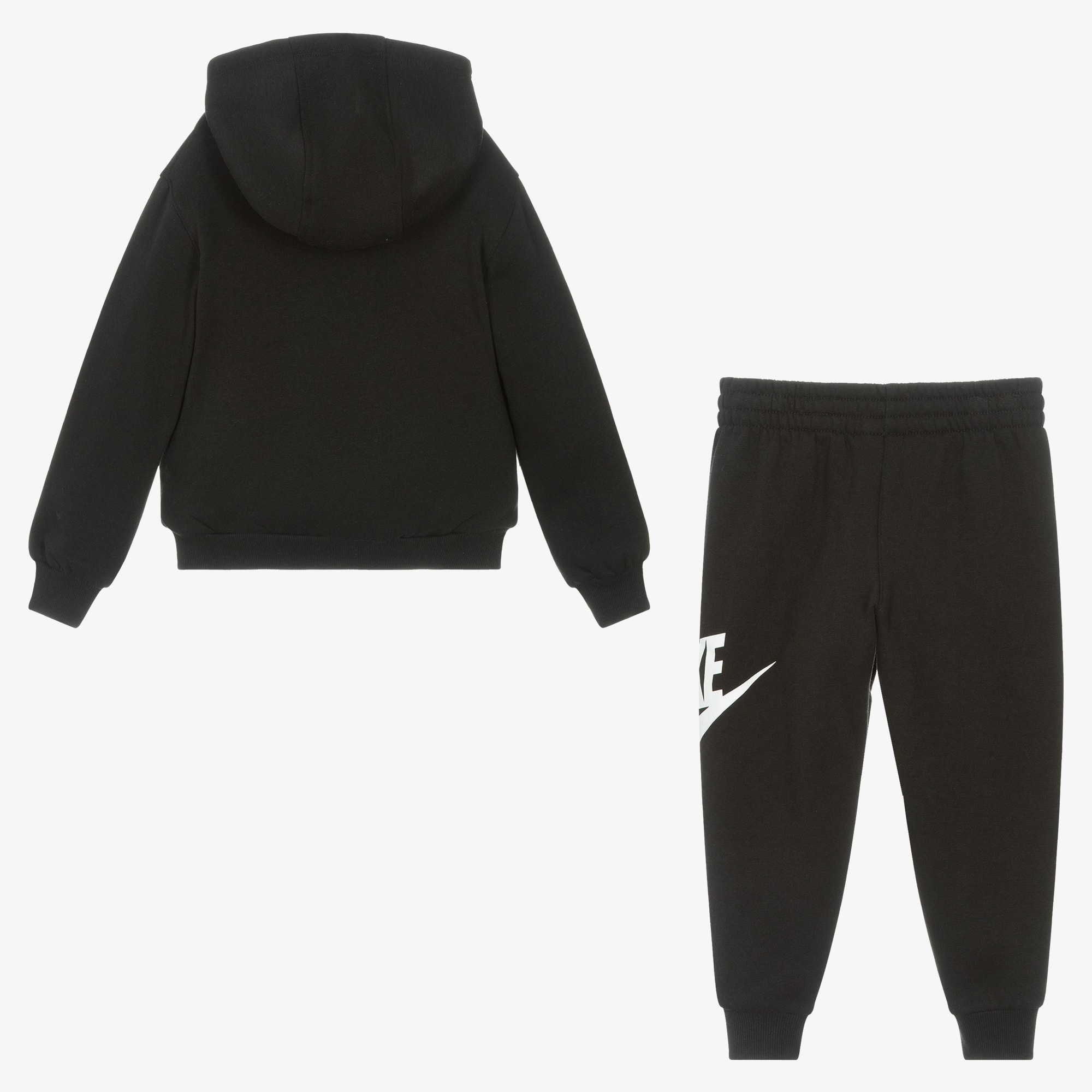 Black Cotton Tracksuit With Swoosh Logo - View 4