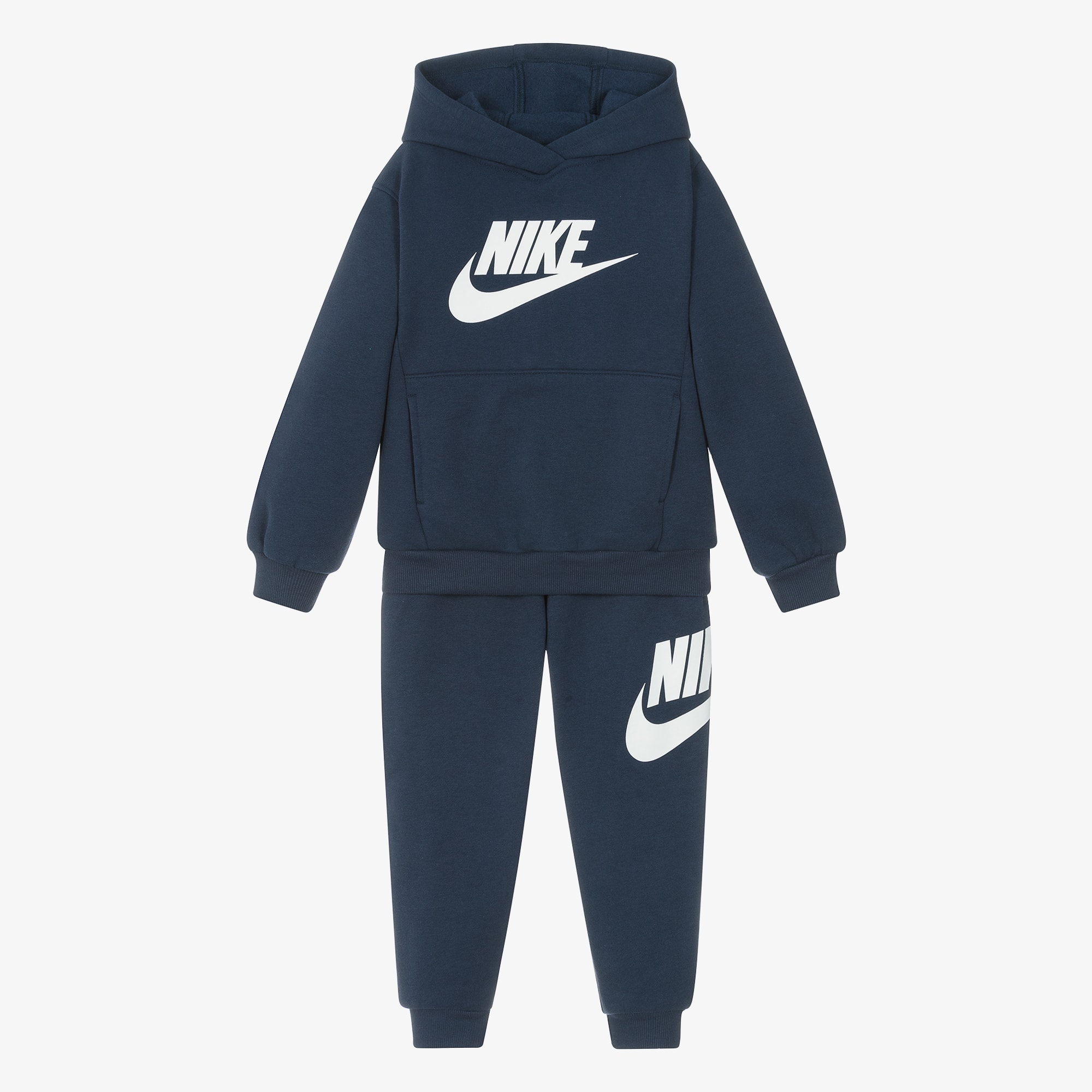 Navy Blue Cotton Tracksuit With Swoosh Logo - View 1