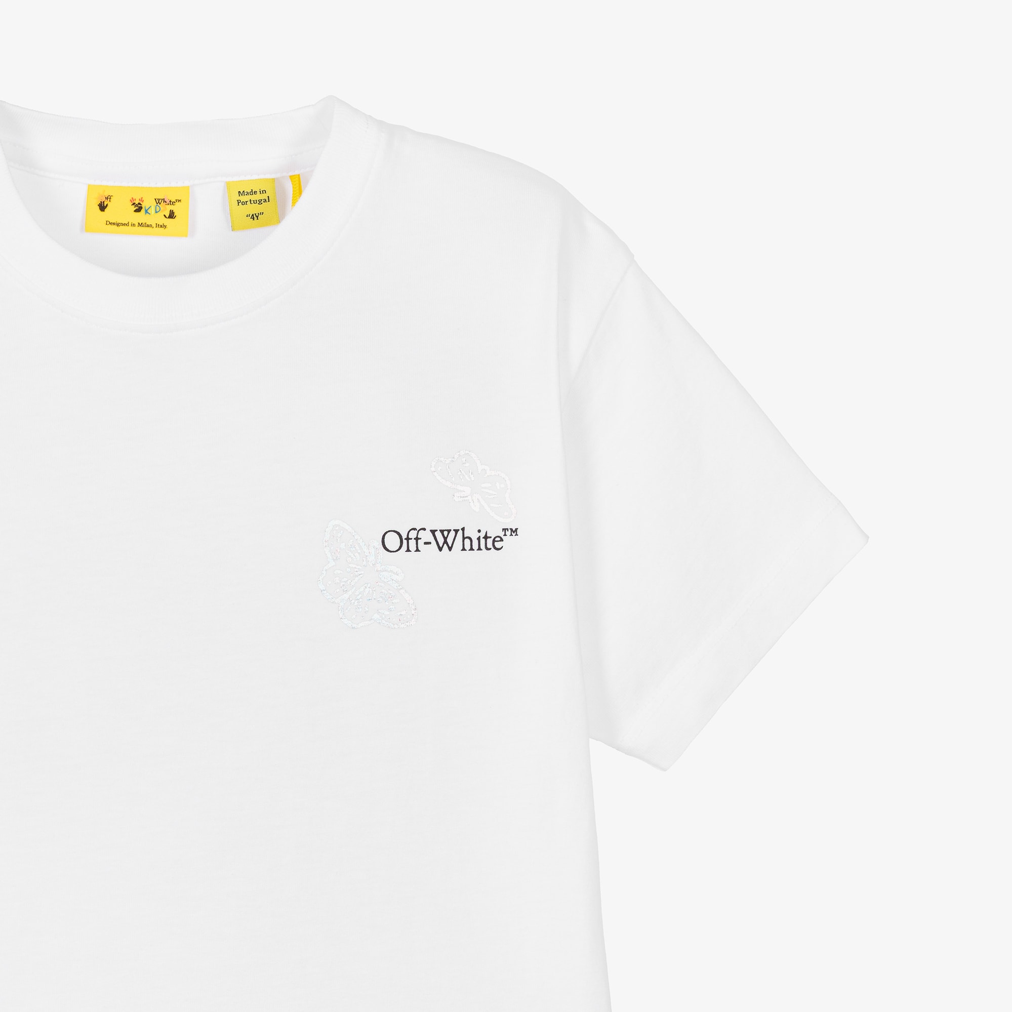 Girls White Butterfly Arrow Logo T-Shirt - View 3