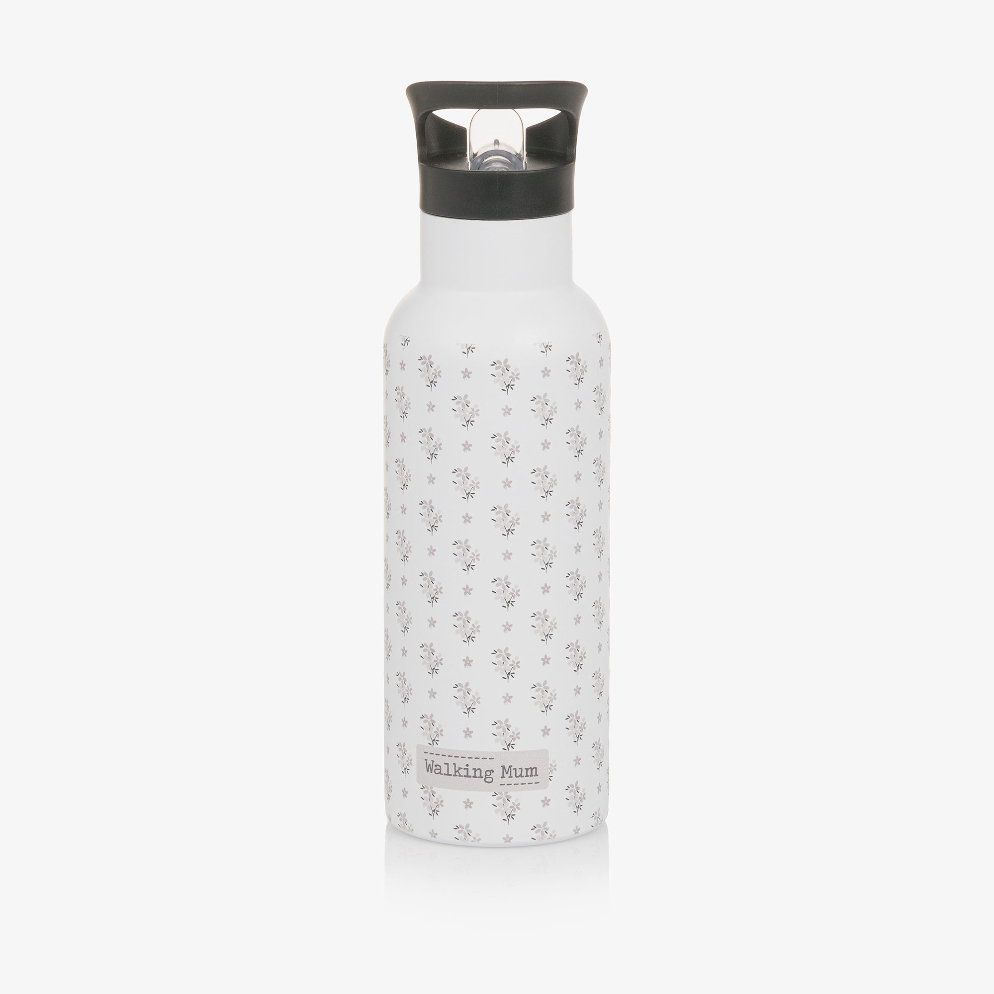 Girls White Insulated Drinks Bottle with Floral Print (25cm) - View 5