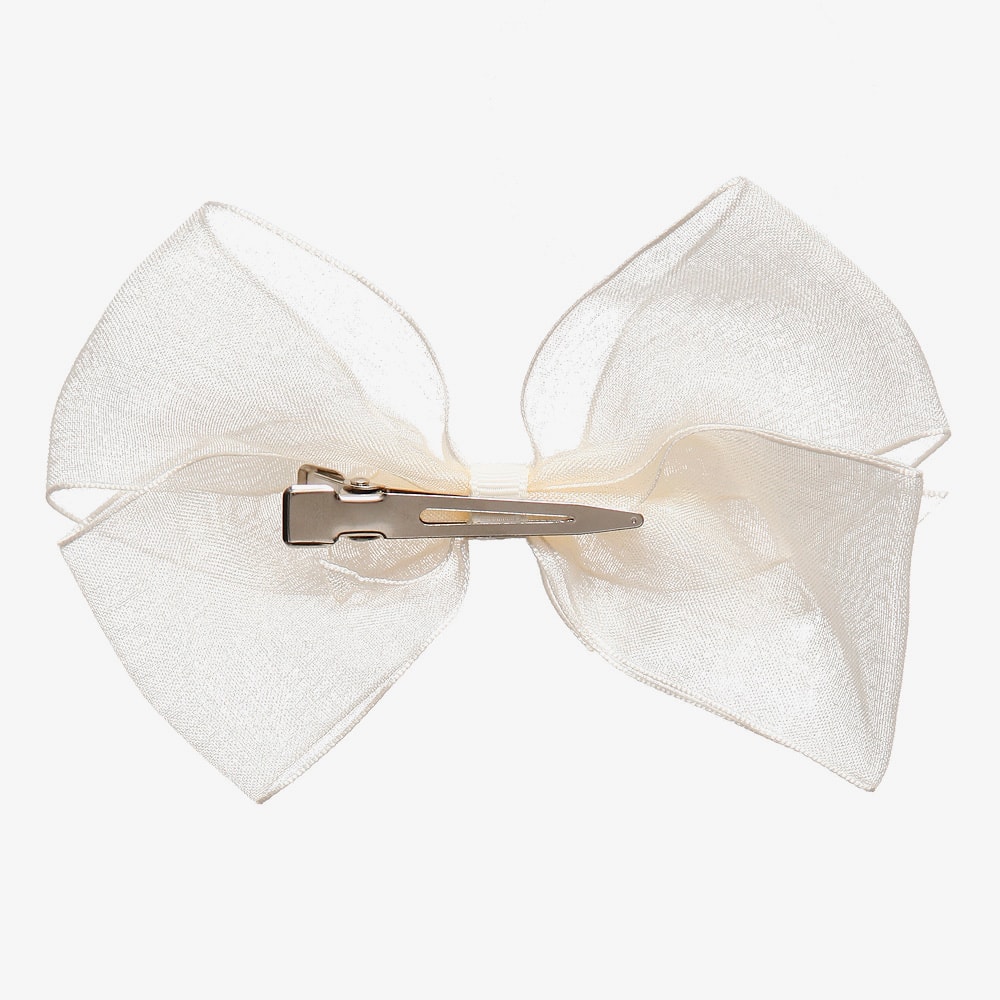 Ivory Organza Bow Clip (12cm) - View 3