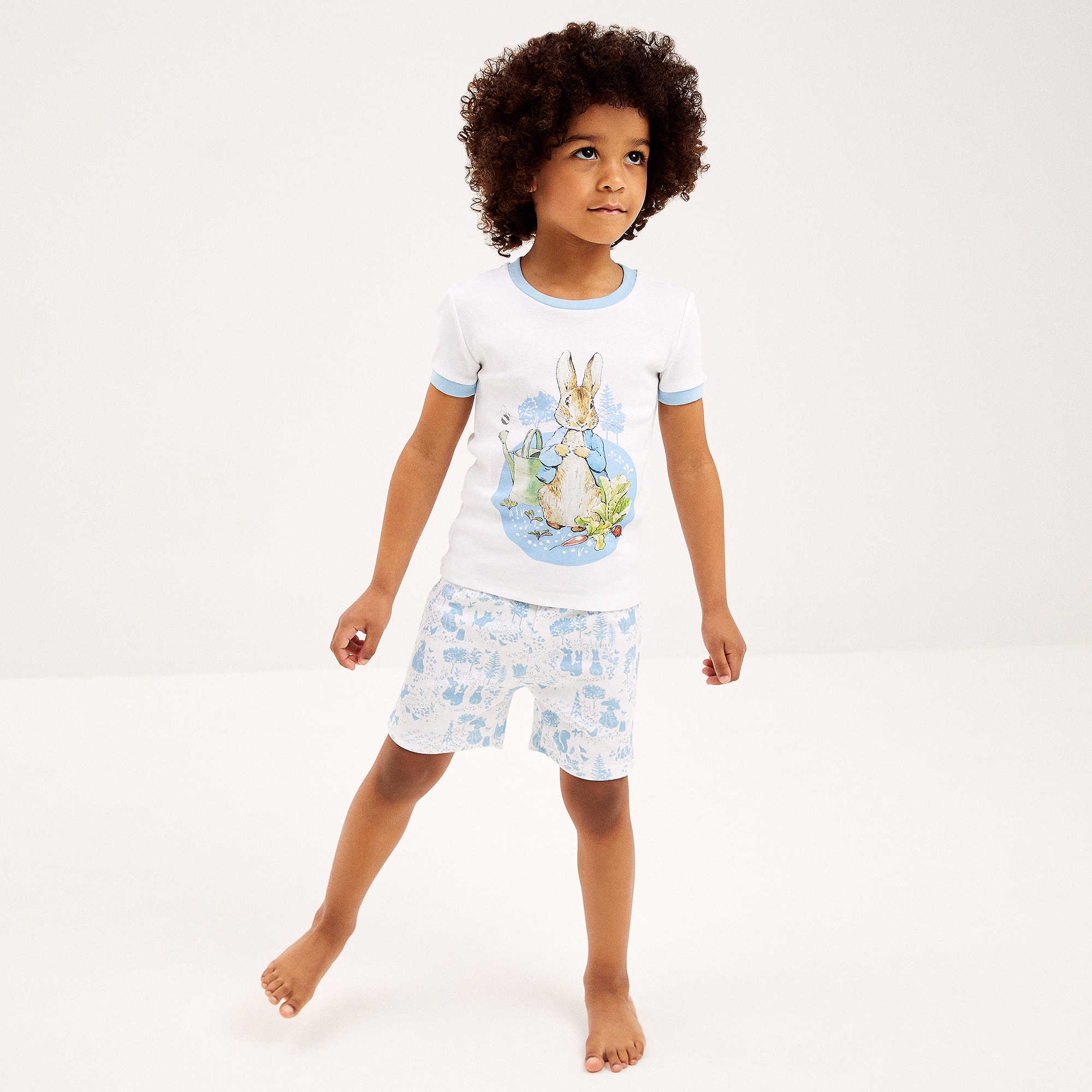 White & Blue Cotton Short Pyjamas - View 2