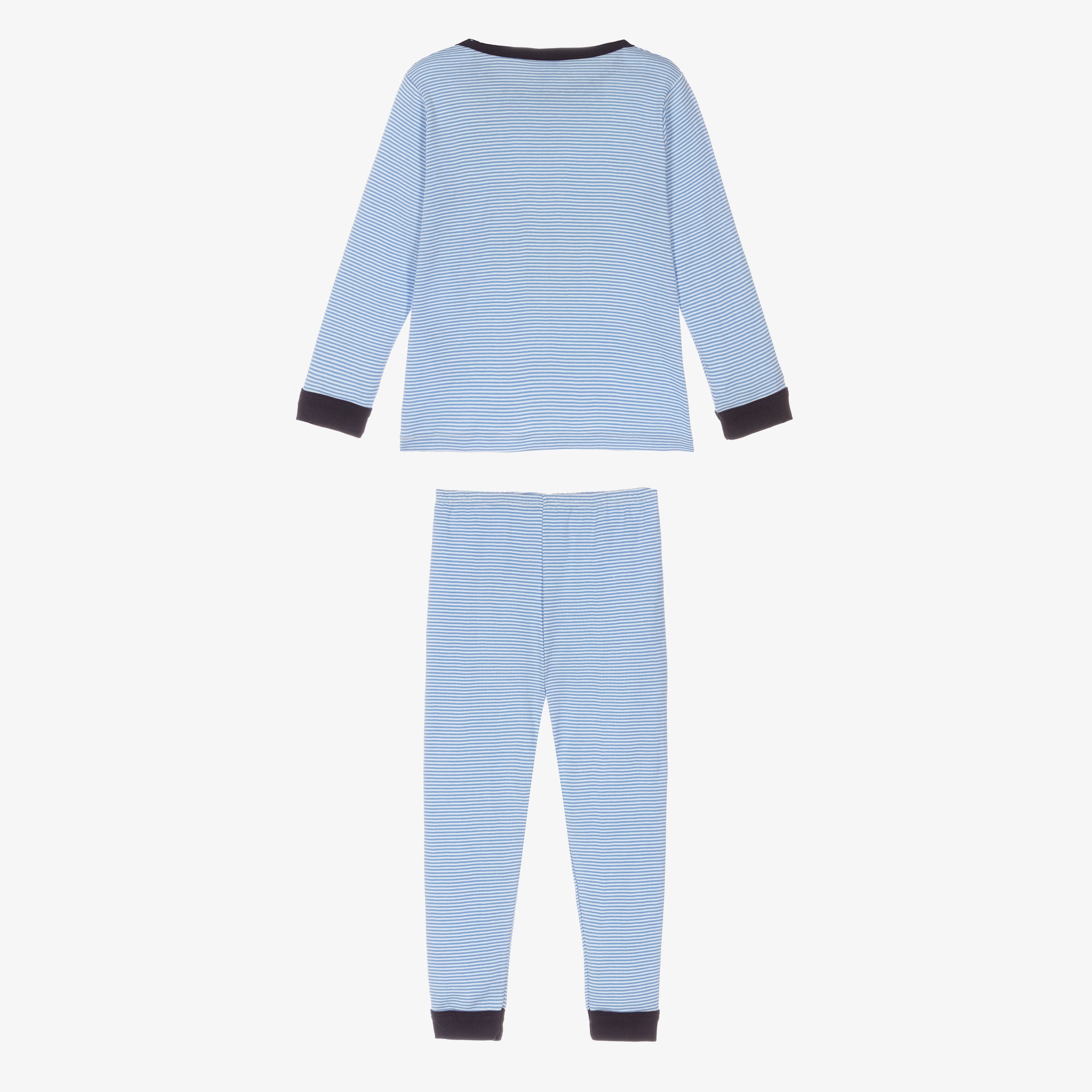 Boys Blue Striped Cotton Long Pyjamas - View 3