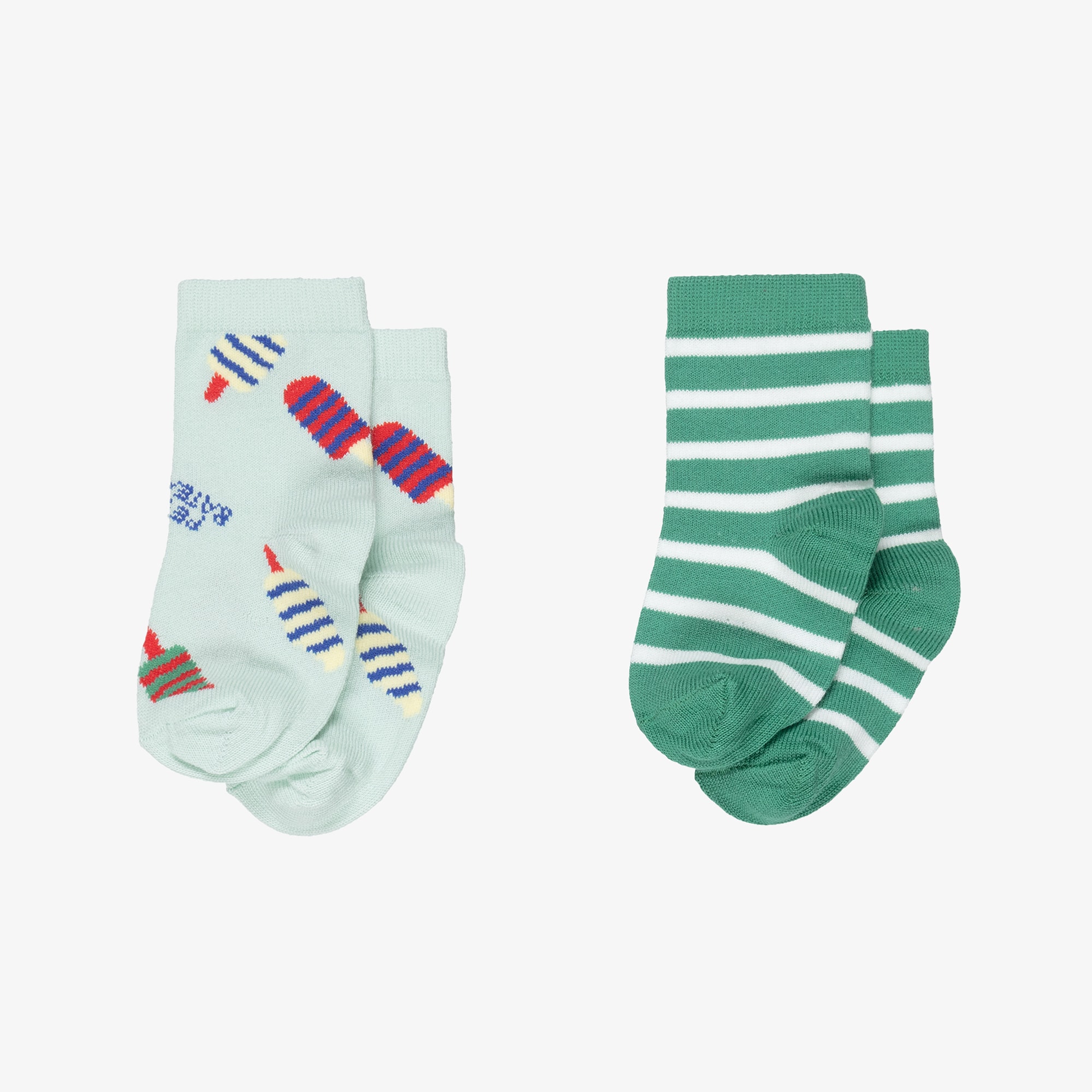Boys Green Ice Cream Ankle Socks (2 Pack) - View 2